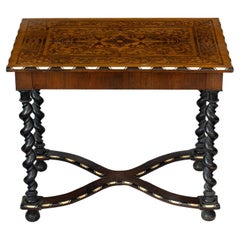 19th Century Rococo Revival Walnut Bone Inlaid Desk Writing Table Lombardy