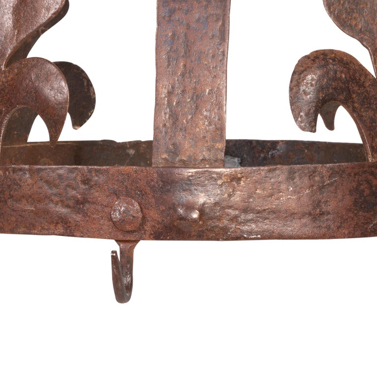 19th Century Forged Iron French Pot Rack For Sale 1