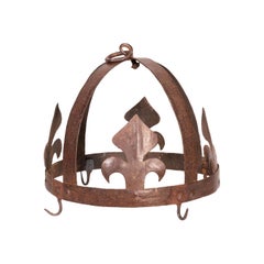 19th Century Forged Iron French Pot Rack