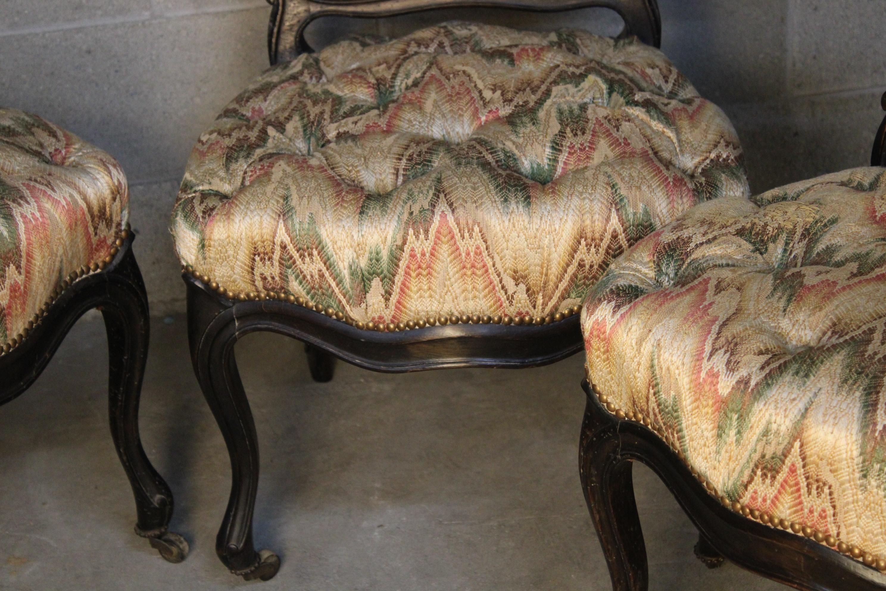 Ebony 19th Century Italian Dining Room Chairs Set 4 