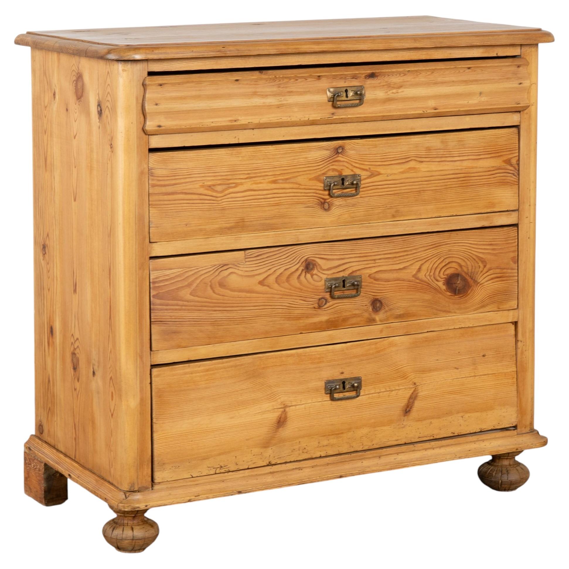 19th Century Four Drawer Pine Chest of Drawers, Denmark For Sale