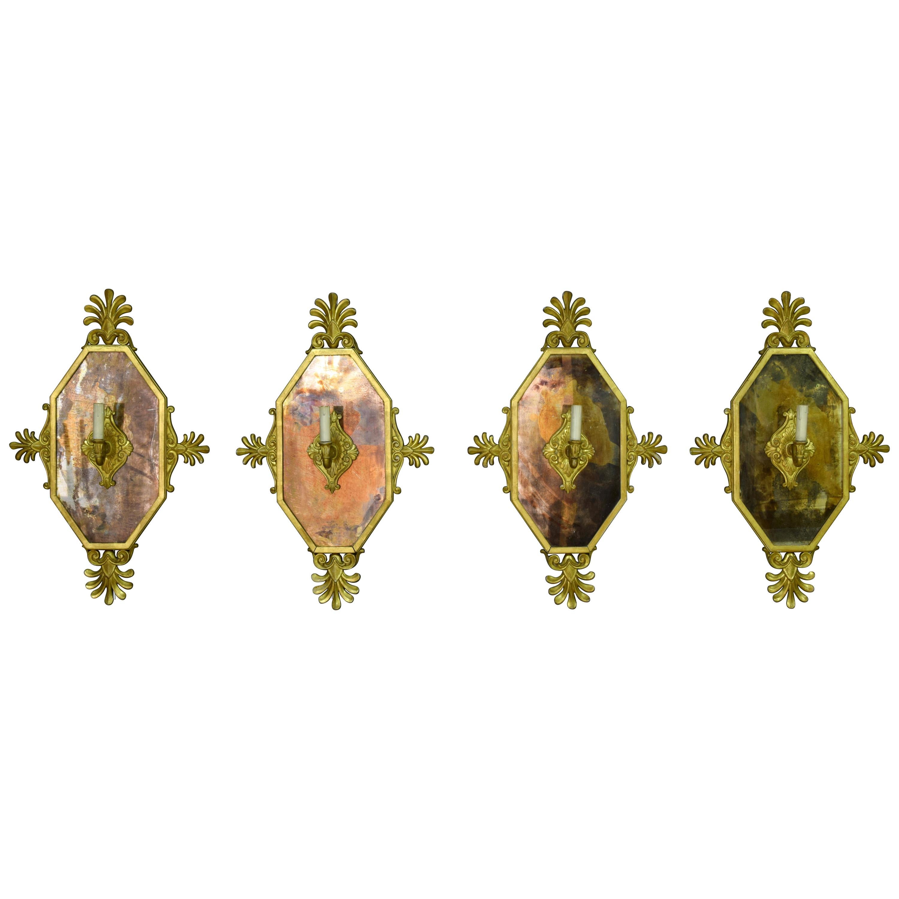 19th Century, Four Empire Style Giltwood Wall Applique