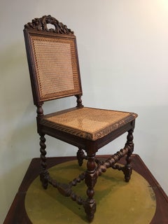 19th Century Four French Hand Carved Dining Chairs