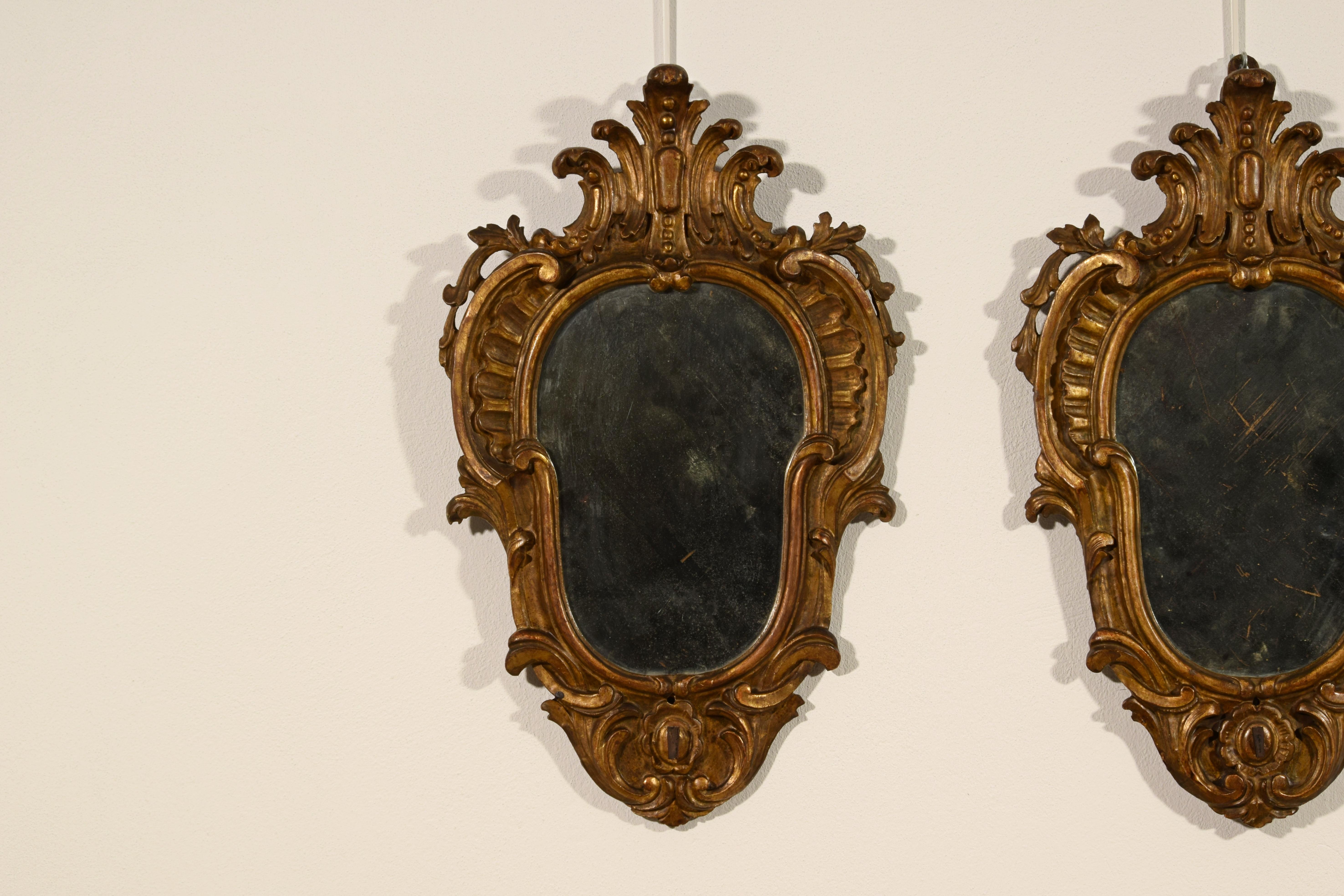 19. Jahrhundert, Vier italienische geschnitzte Giltholz-Konsolen im Louis-XV-Stil im Angebot 1