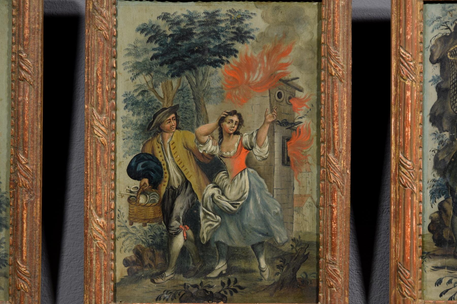 19th Century Four Italian Oil on Panel with Allegory of the Four Elements For Sale 4