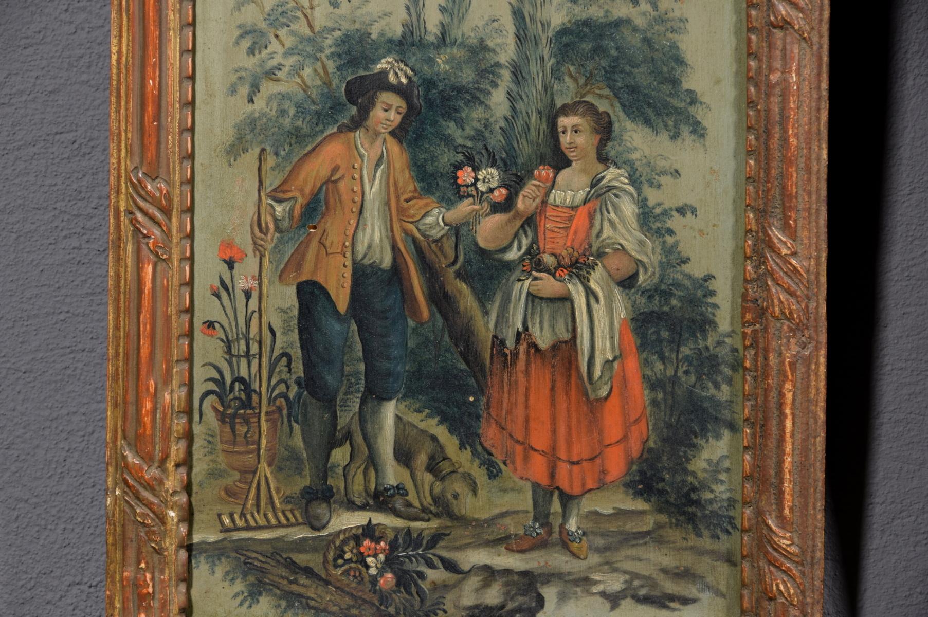 19th Century Four Italian Oil on Panel with Allegory of the Four Elements For Sale 6