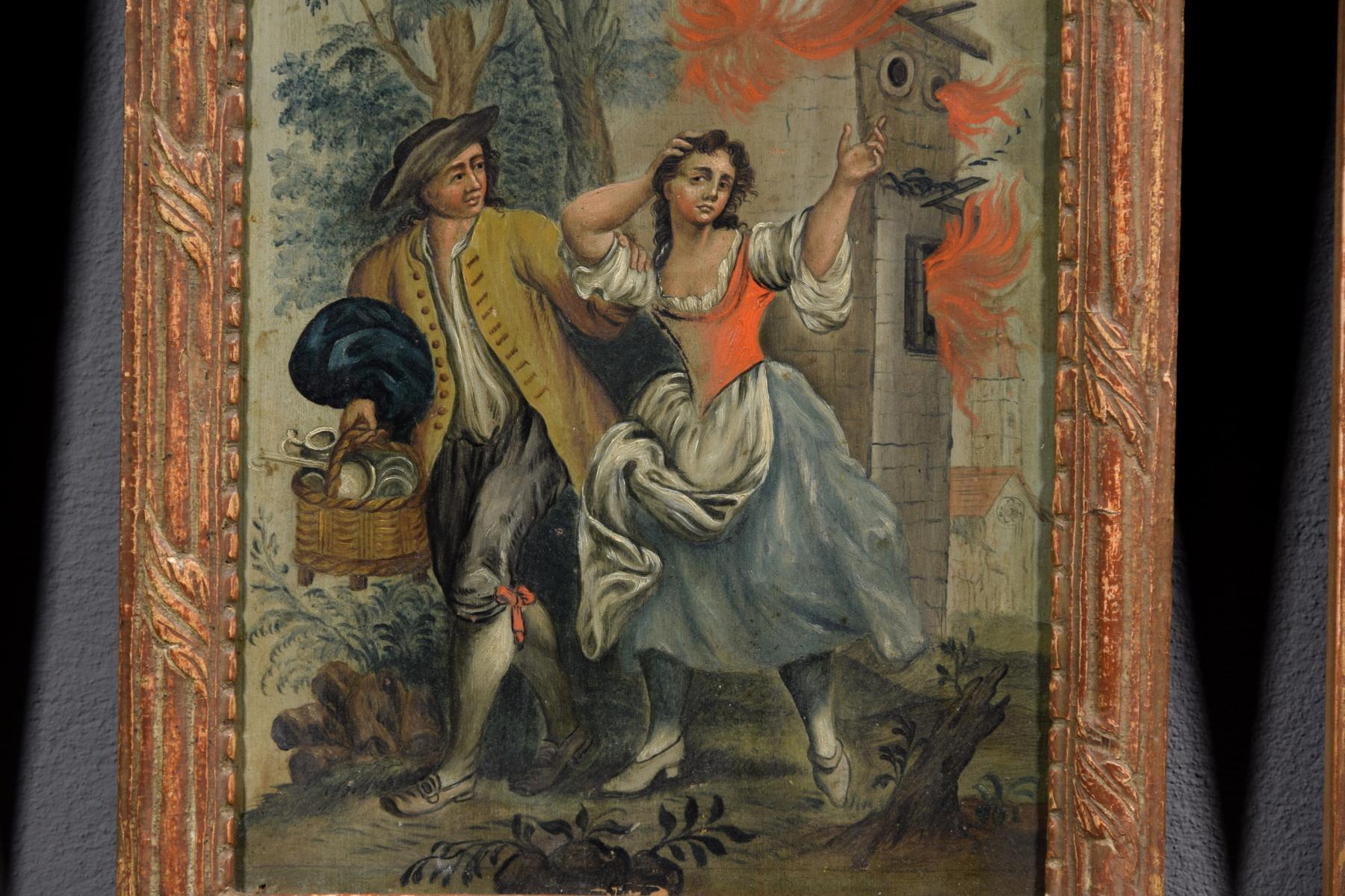 19th Century Four Italian Oil on Panel with Allegory of the Four Elements For Sale 7