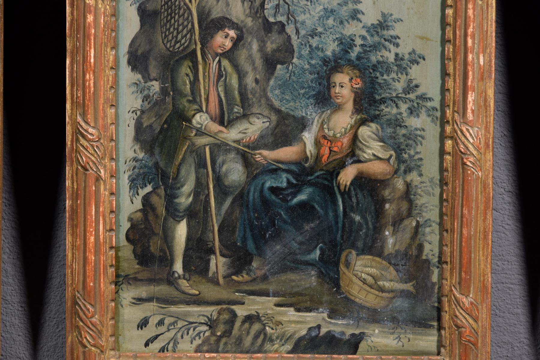 19th Century Four Italian Oil on Panel with Allegory of the Four Elements For Sale 9