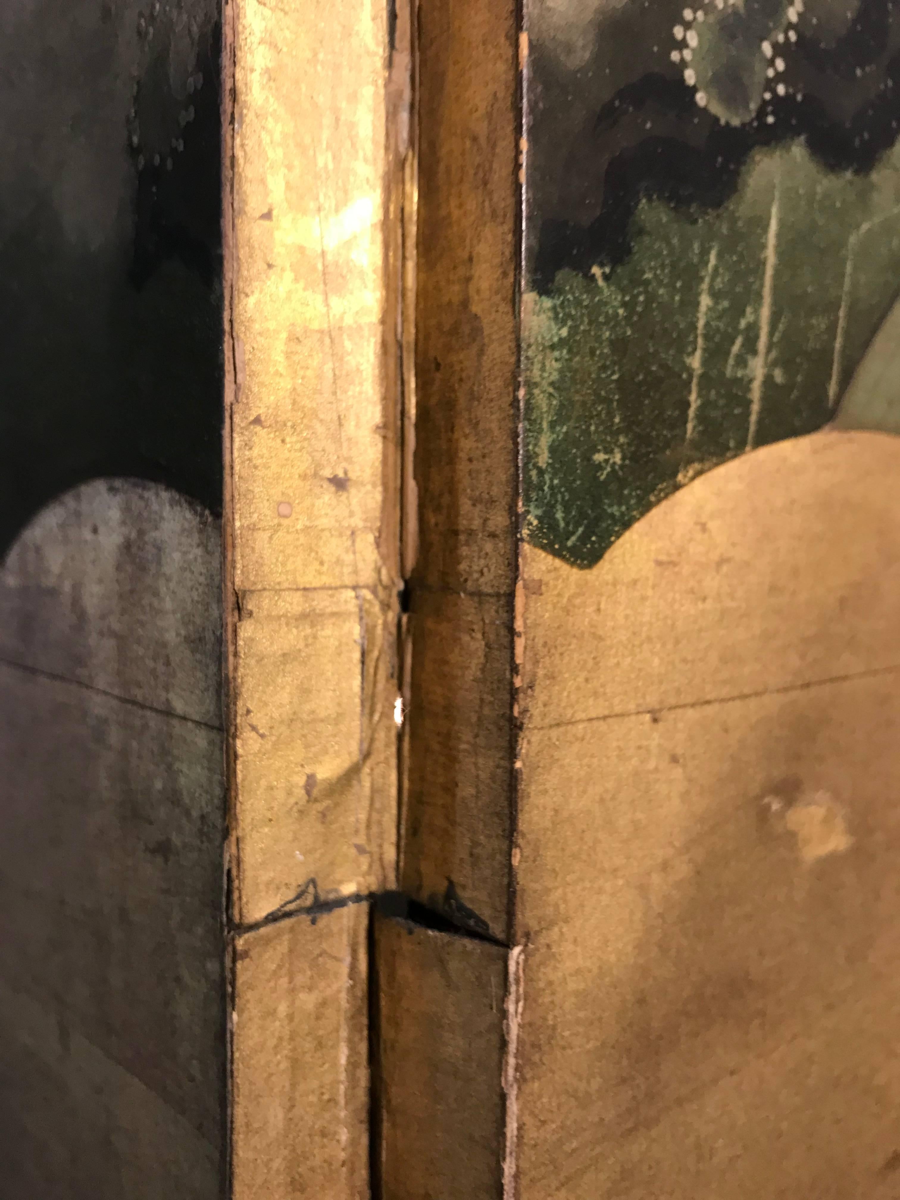 19th Century Four Panel Kano School Chinese Style Folding Screen or Room Divider 10