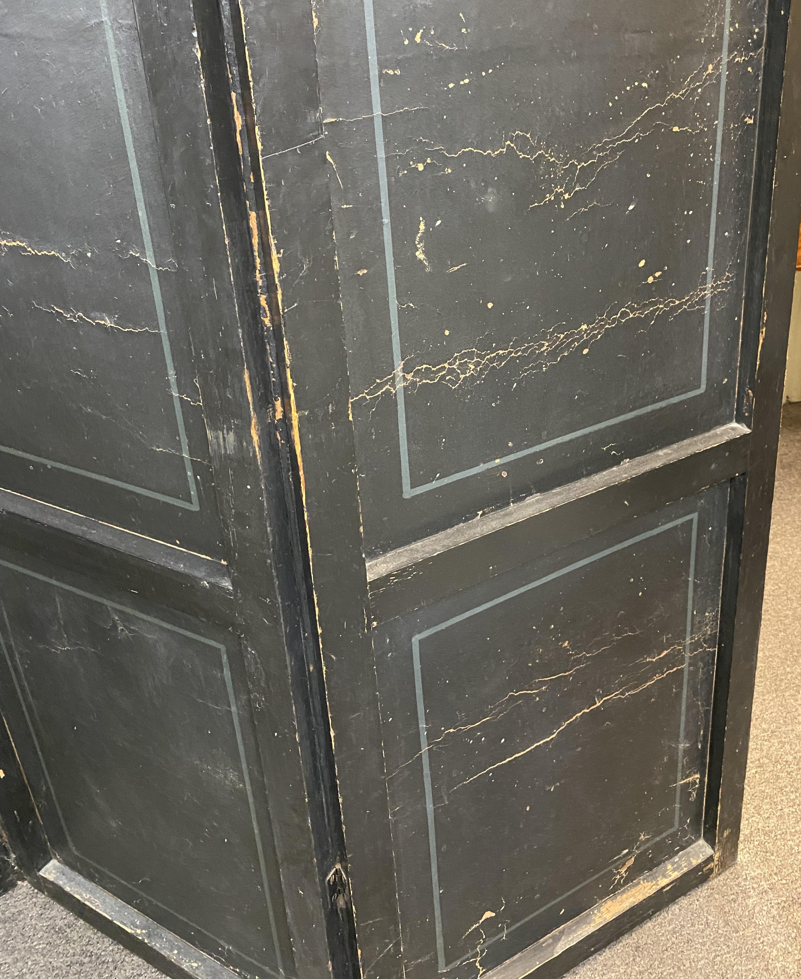 19th Century Four Panel Painted Leather Folding Screen with English Soldiers For Sale 13