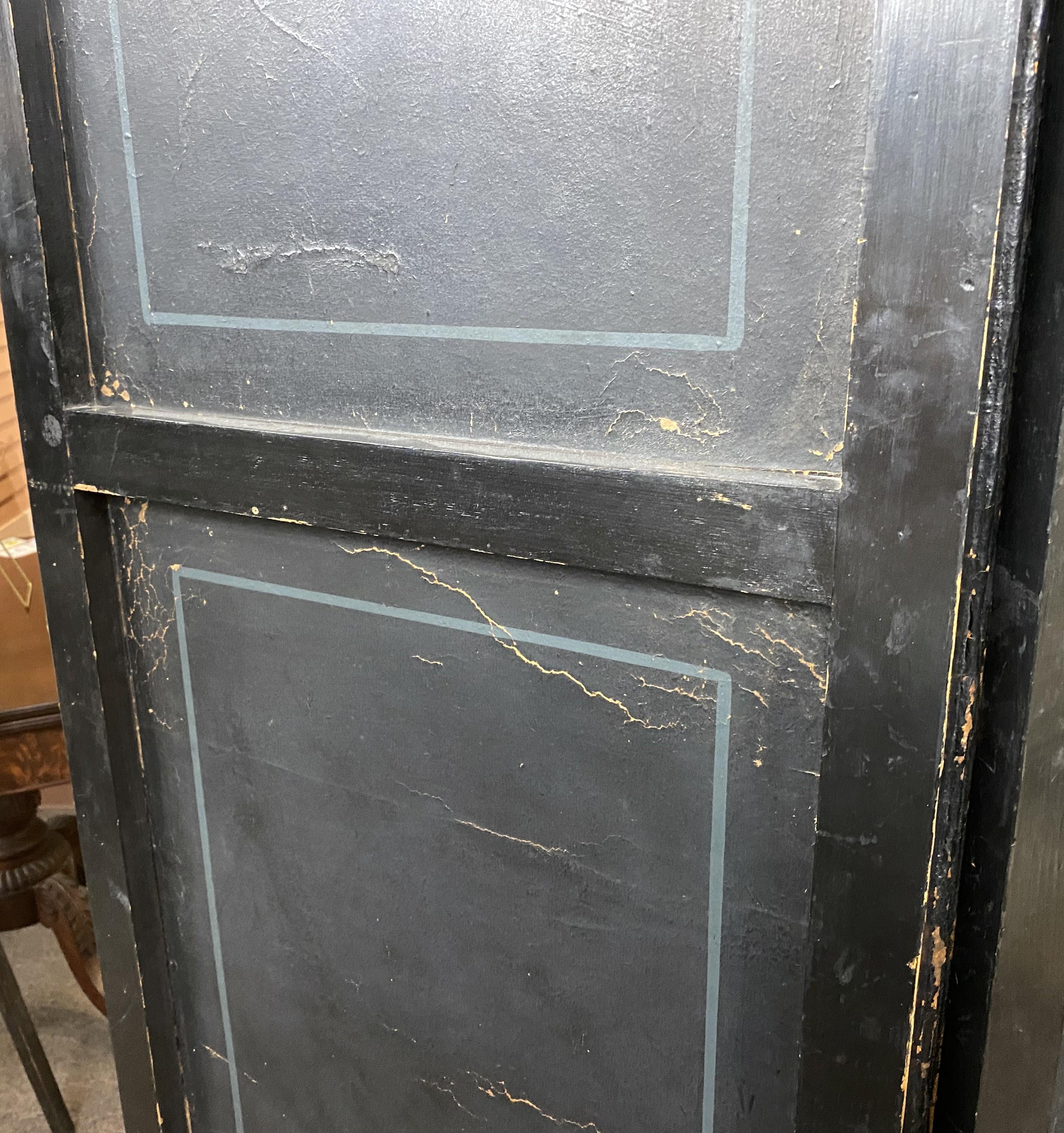 19th Century Four Panel Painted Leather Folding Screen with English Soldiers For Sale 15