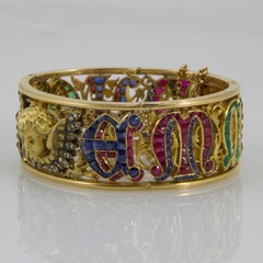 19th Century Four Precious Stones Bracelet "Emmanuel" Made in 1883