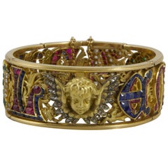 Antique 19th Century Four Precious Stones Bracelet "Emmanuel" Made in 1883