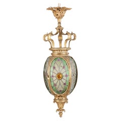 Farol de latón de cuatro caras del siglo XIX