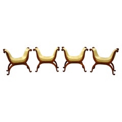 19th Century, Four Tuscany Curule Wood Stools