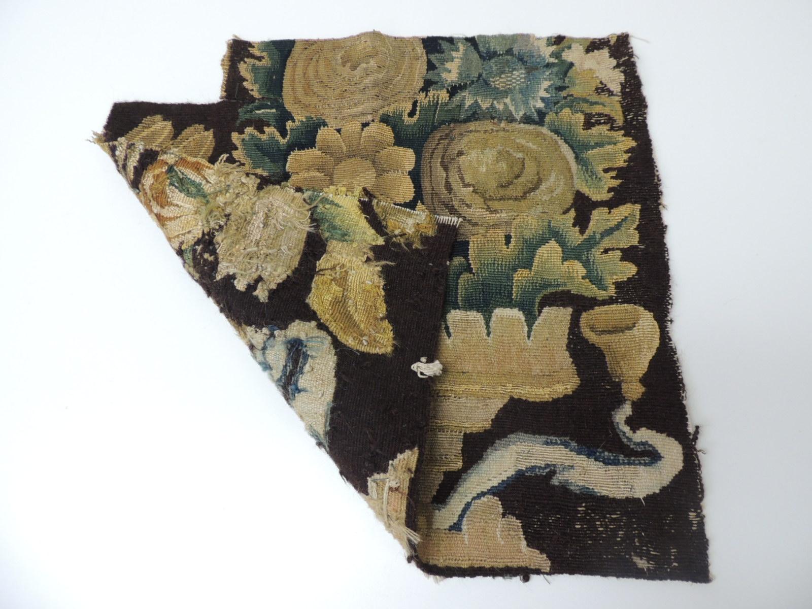 French 19th Century Fragment of Green and Brown Verdure Tapestry