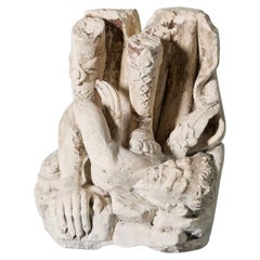 19th Century Fragmentary Stone Statue of an Angel & the Devil