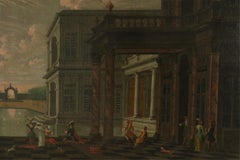 19th Century Framed Antique Oil Painting of a French Court Scene