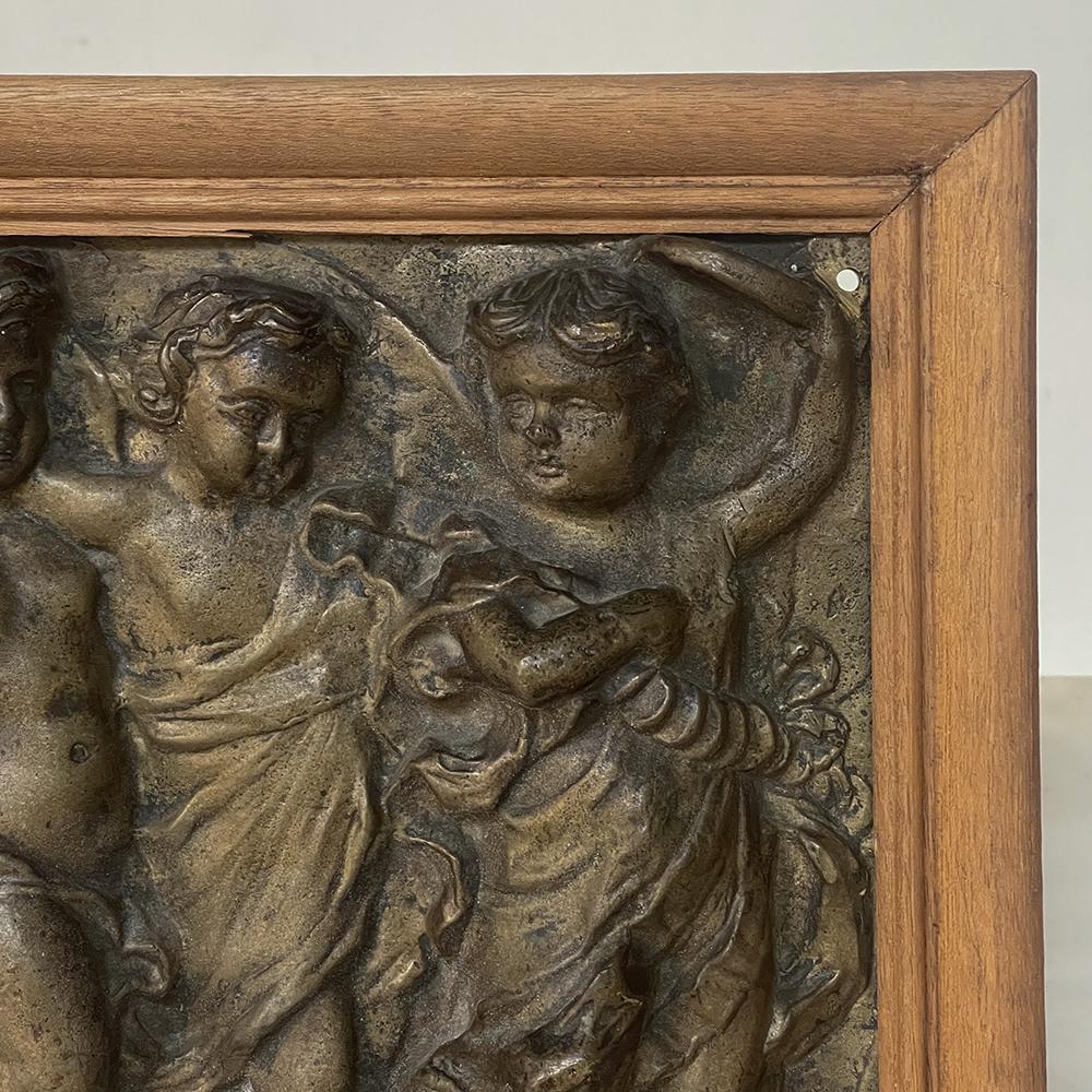 19th Century Framed Bronze Plaque of Three Cherubs In Good Condition In Dallas, TX