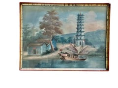 Quadro da esportazione cinese del XIX secolo con cornice