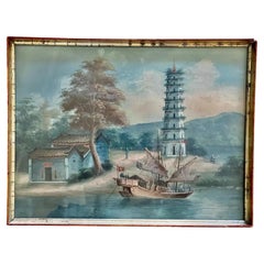 Quadro da esportazione cinese del XIX secolo con cornice