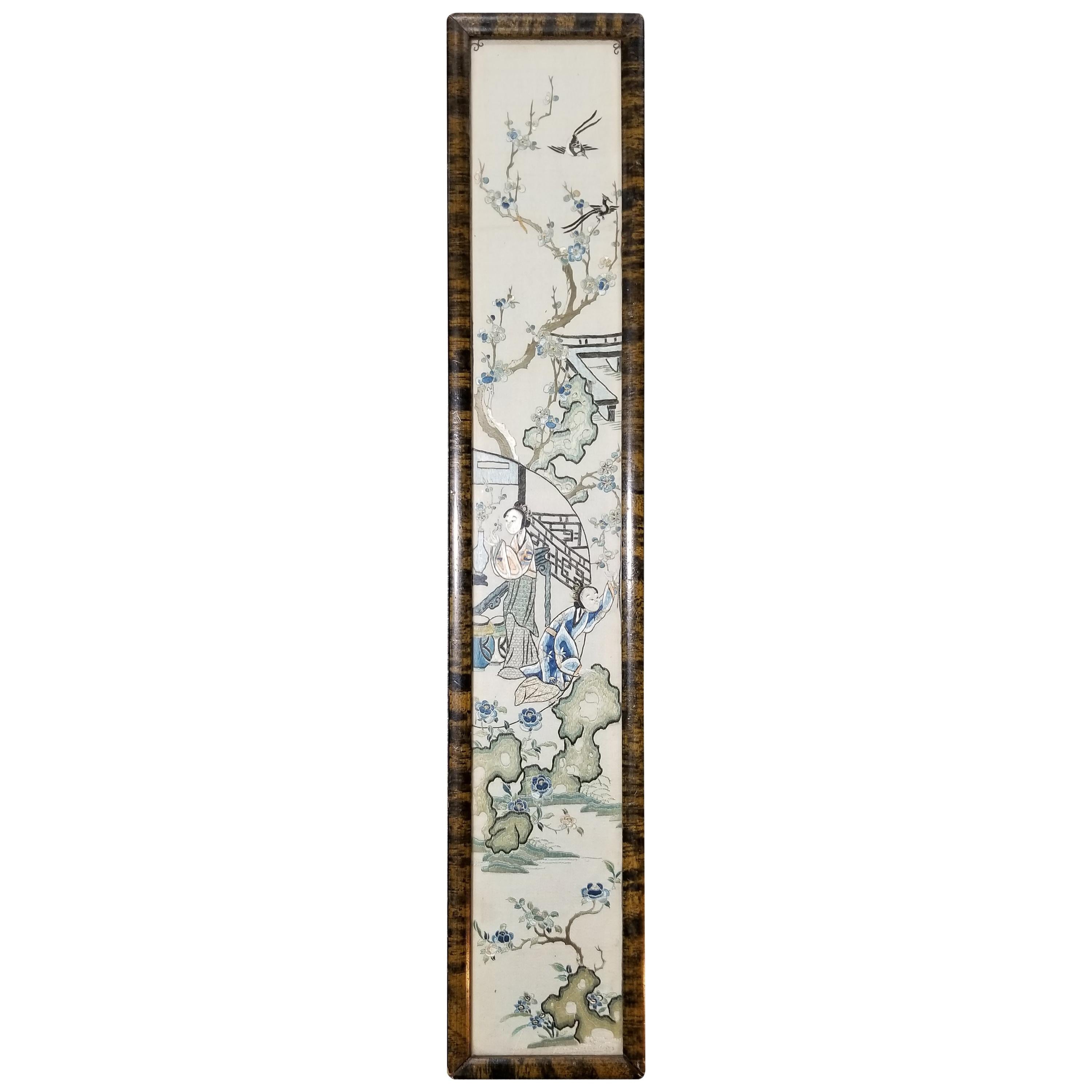 19th Century Framed Chinese Silk Embroidery