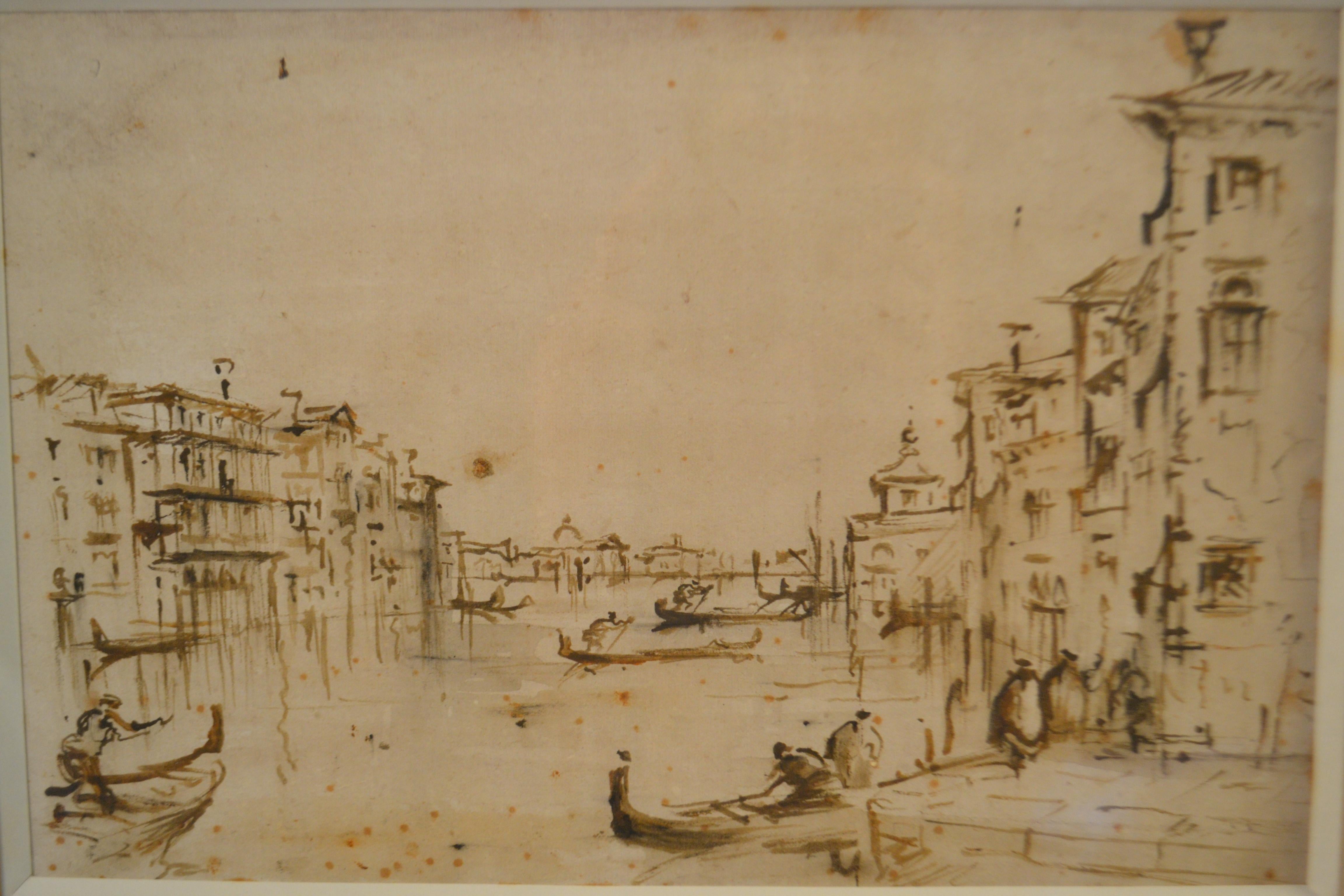 19th Century Framed Drawing of Venice In Good Condition For Sale In Vista, CA
