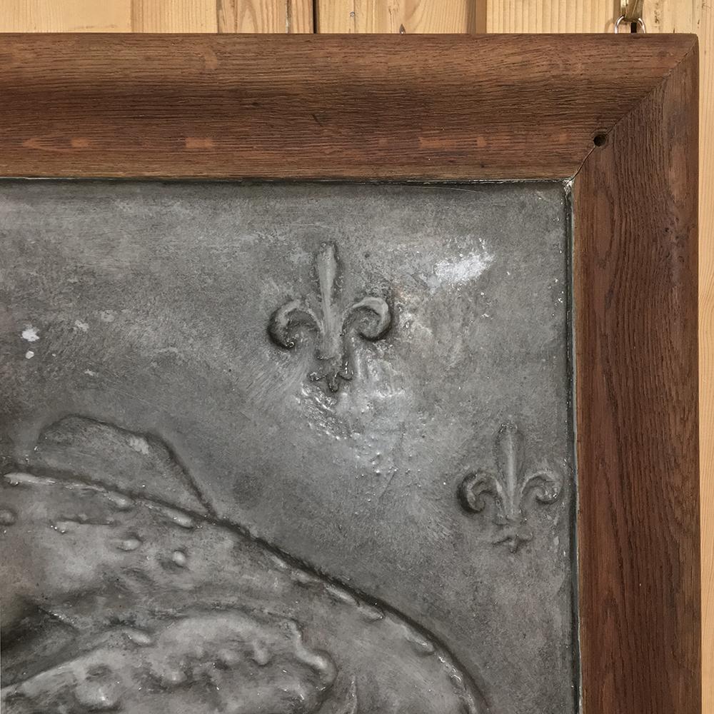 19th Century Framed Embossed Plaster Plaque with Dragon In Good Condition In Dallas, TX