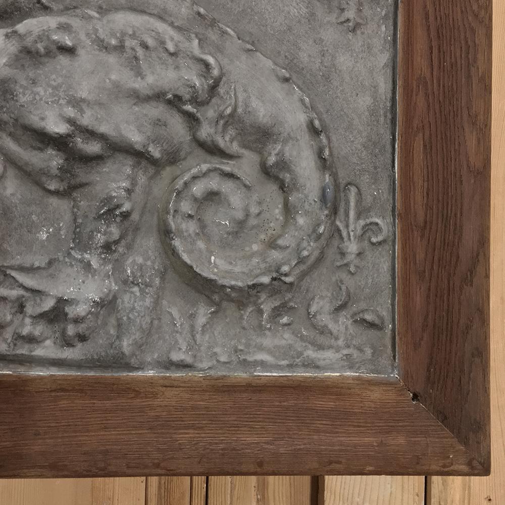 Late 19th Century 19th Century Framed Embossed Plaster Plaque with Dragon
