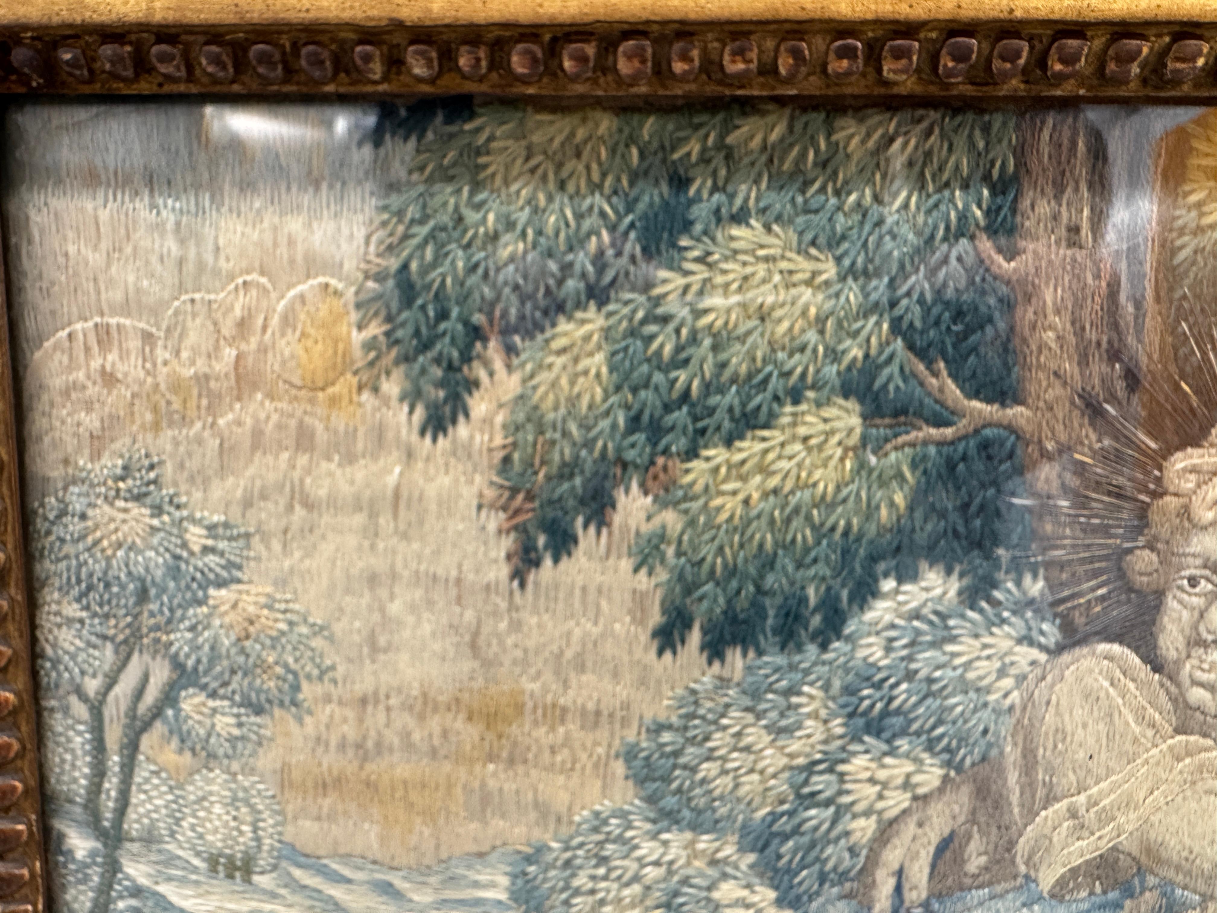 Hand-Woven 19th Century Framed Embroidery - 'Mother and Child' For Sale