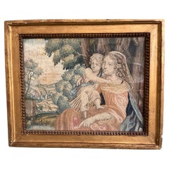 19th Century Framed Embroidery - 'Mother and Child'