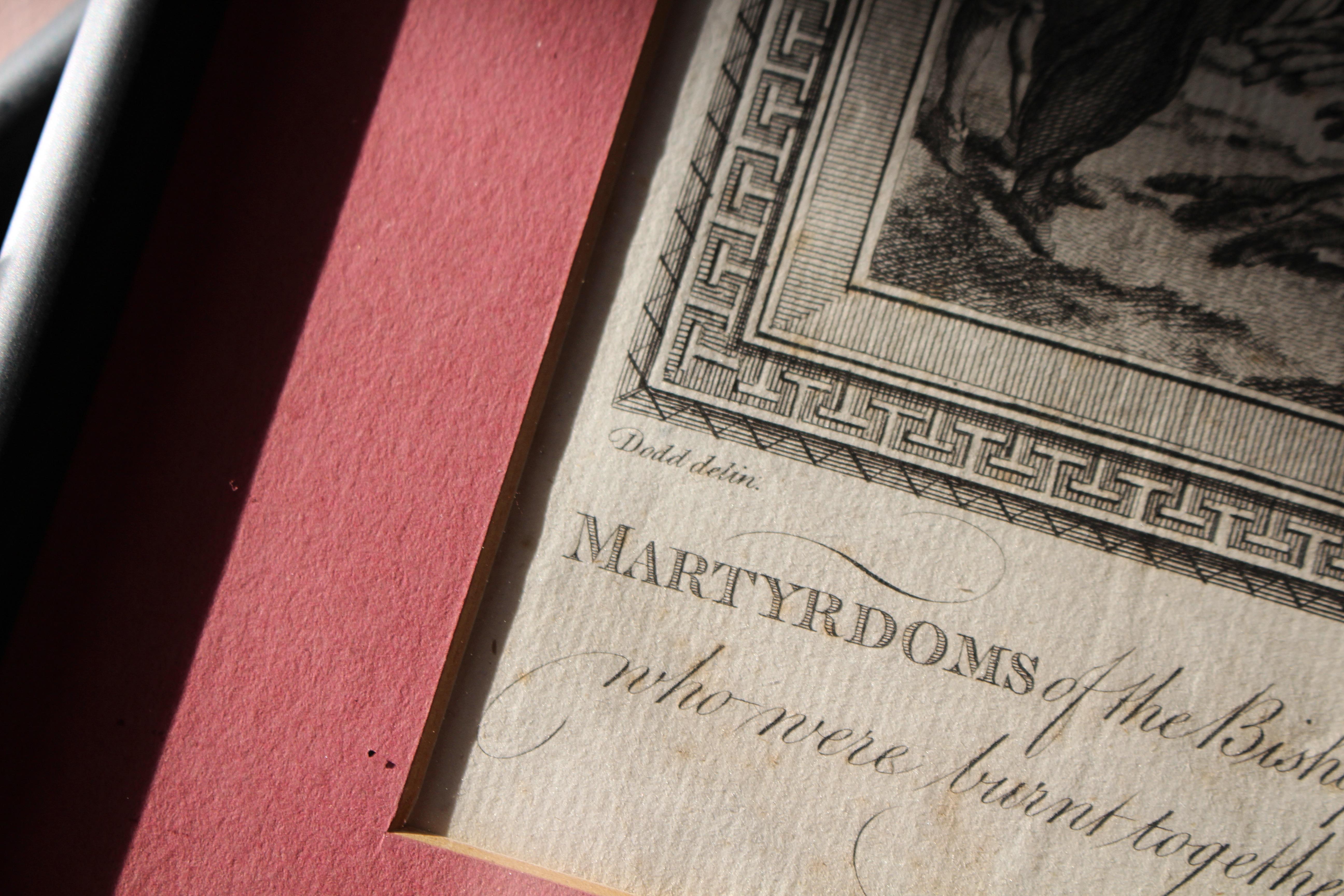 Glass 19th Century Framed Engravings From The New Book Of Martyrs by Henry Southwell For Sale
