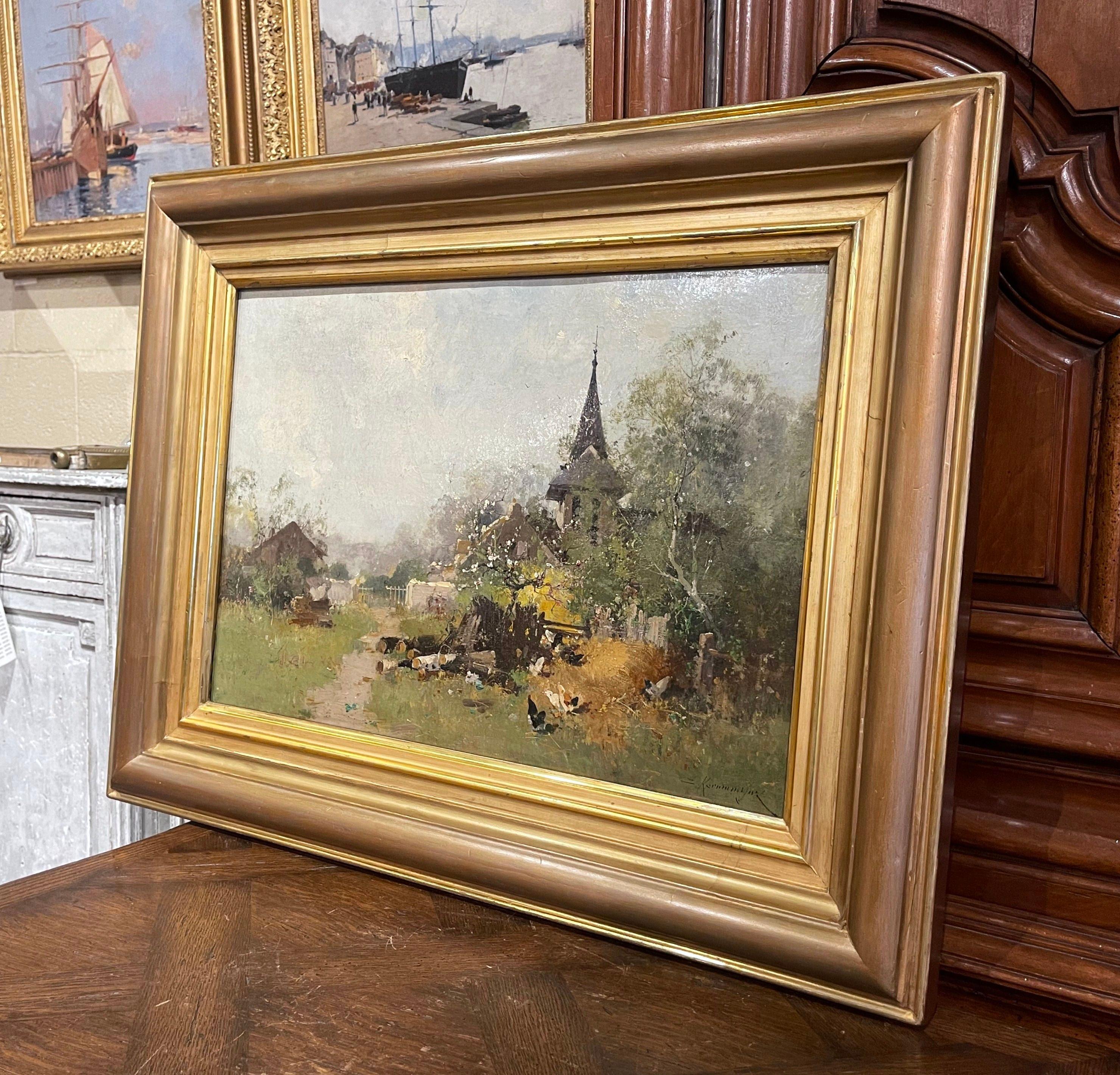  19th Century Framed Farmyard Oil Painting Signed Kermanguy for E. Galien-Laloue For Sale 2