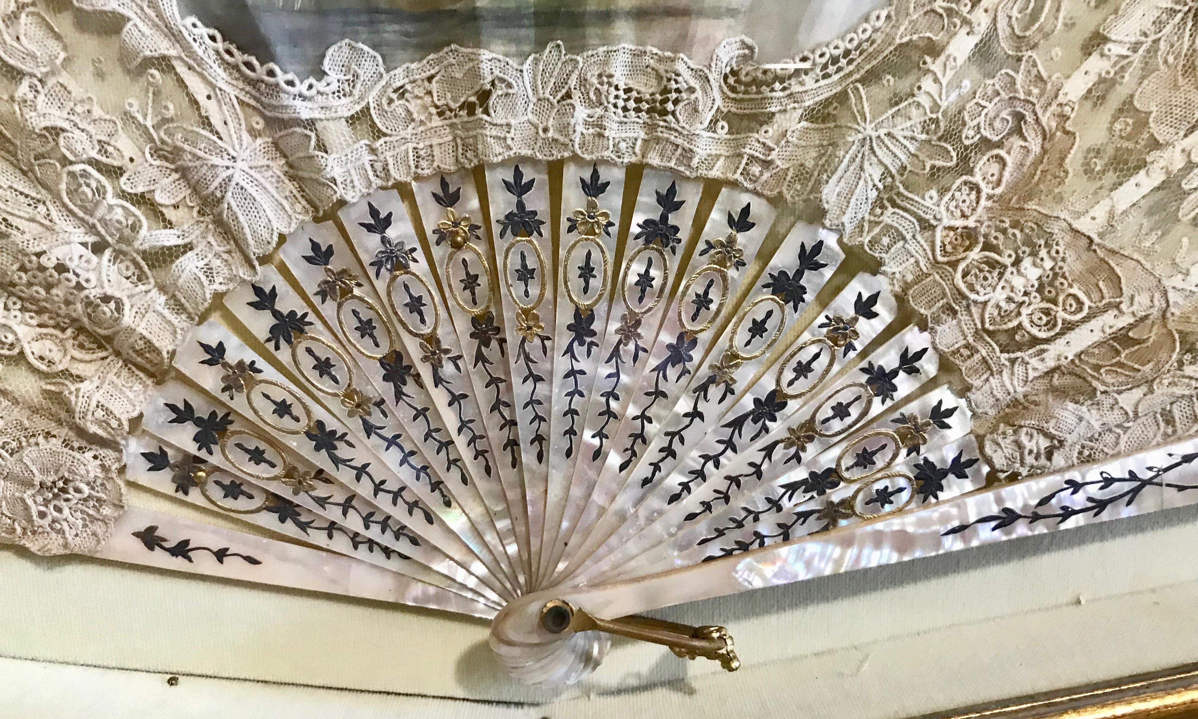 19TH Century Framed French Fan For Sale 5