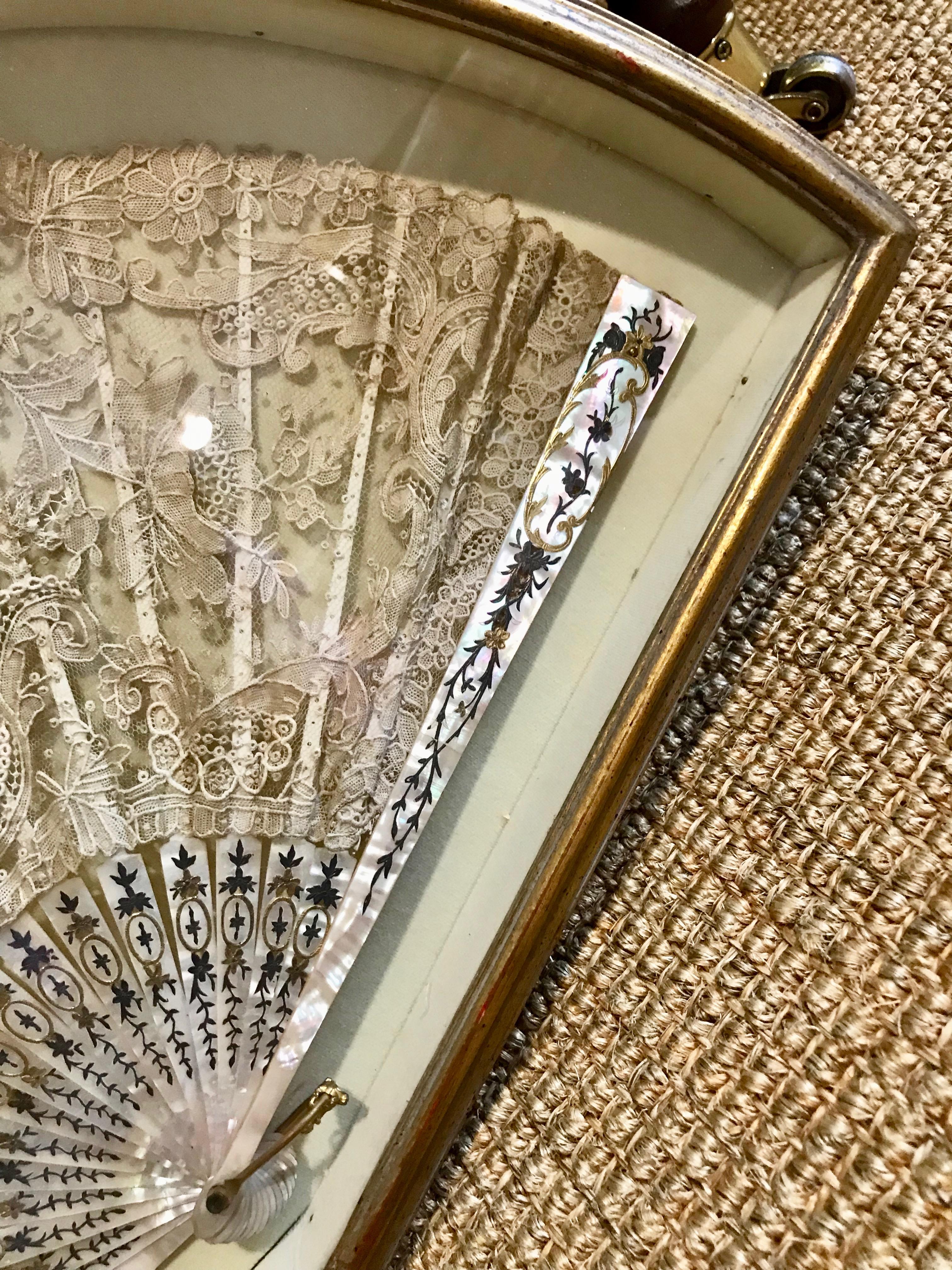 19TH Century Framed French Fan For Sale 7