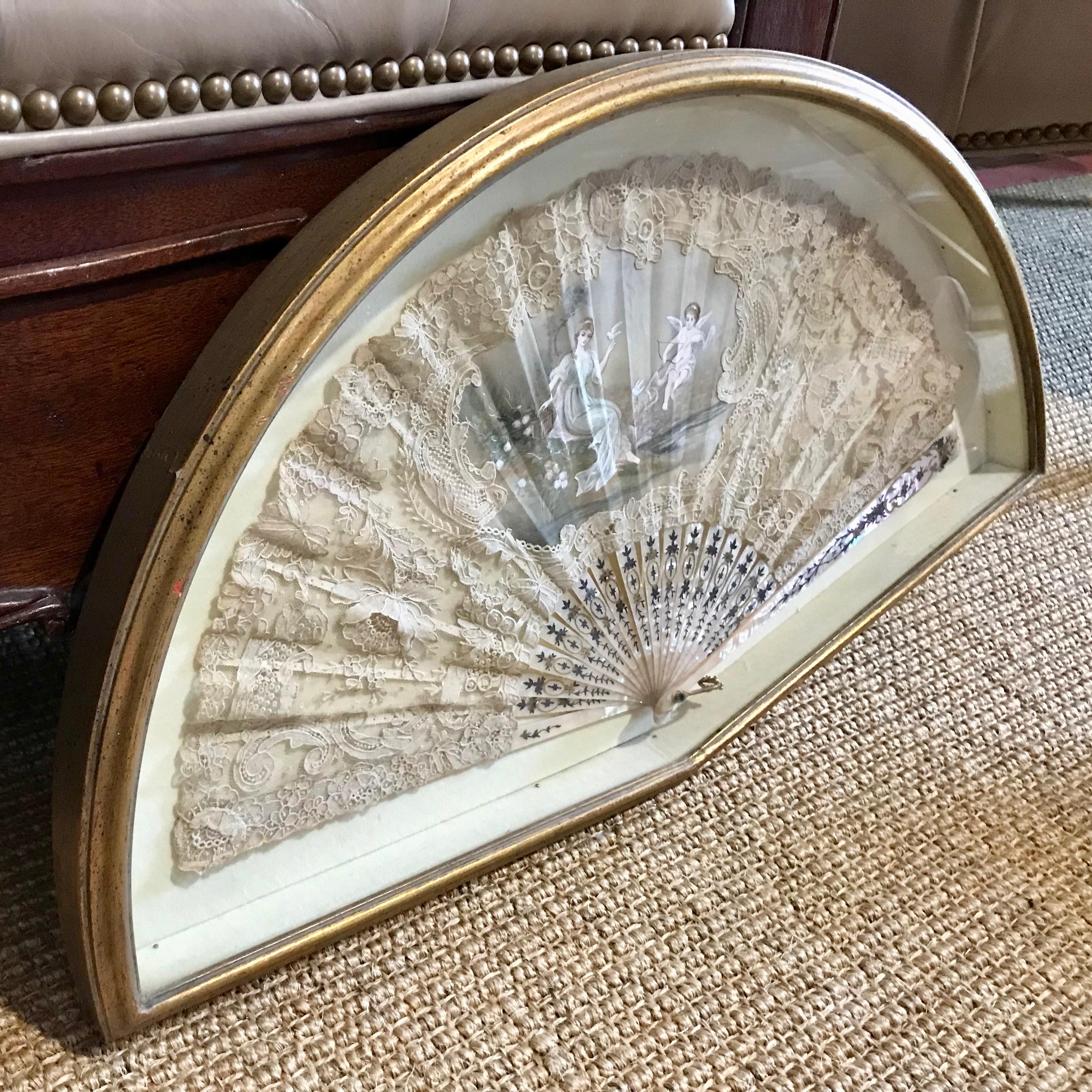 19TH Century Framed French Fan For Sale 8