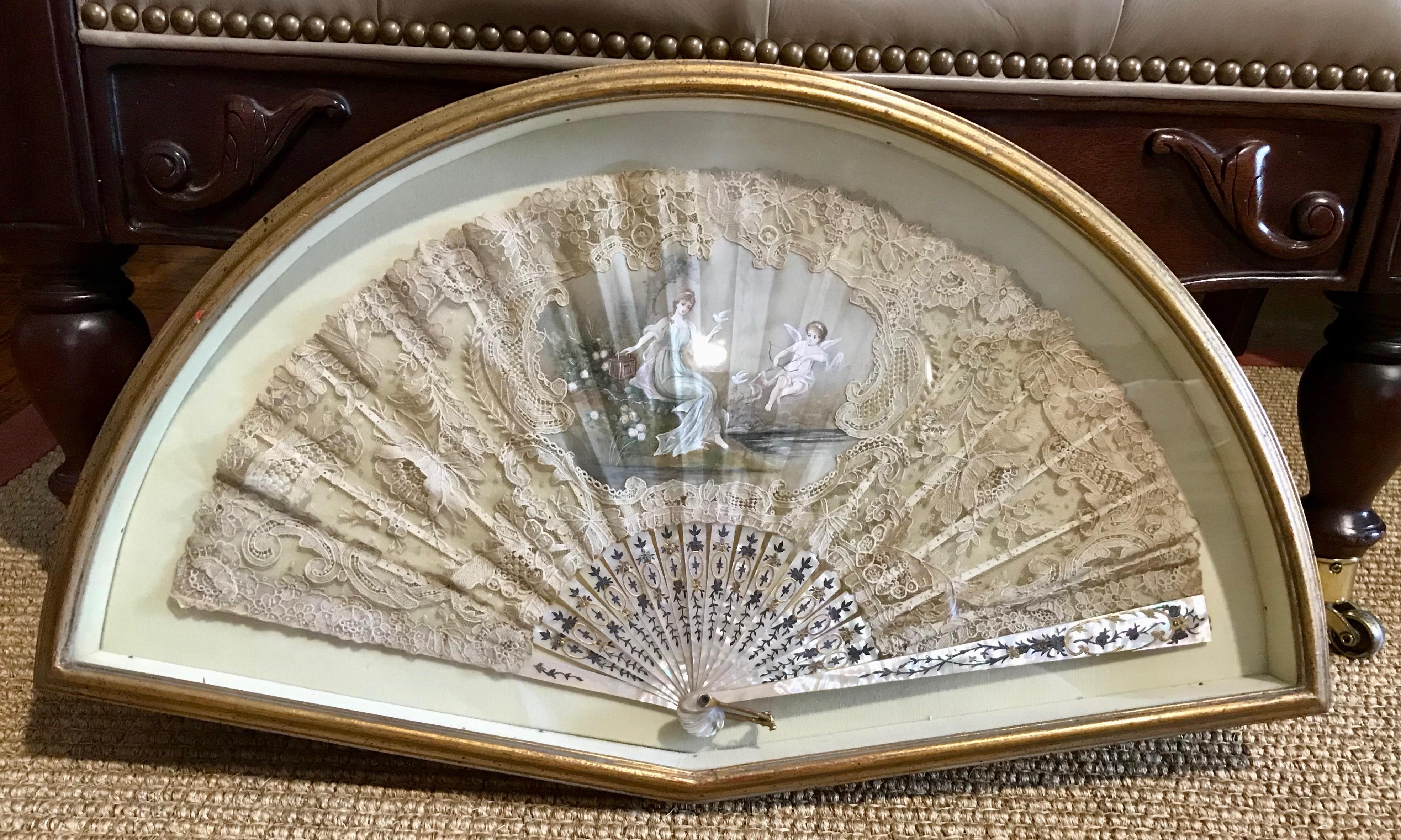 19th Century 19TH Century Framed French Fan For Sale