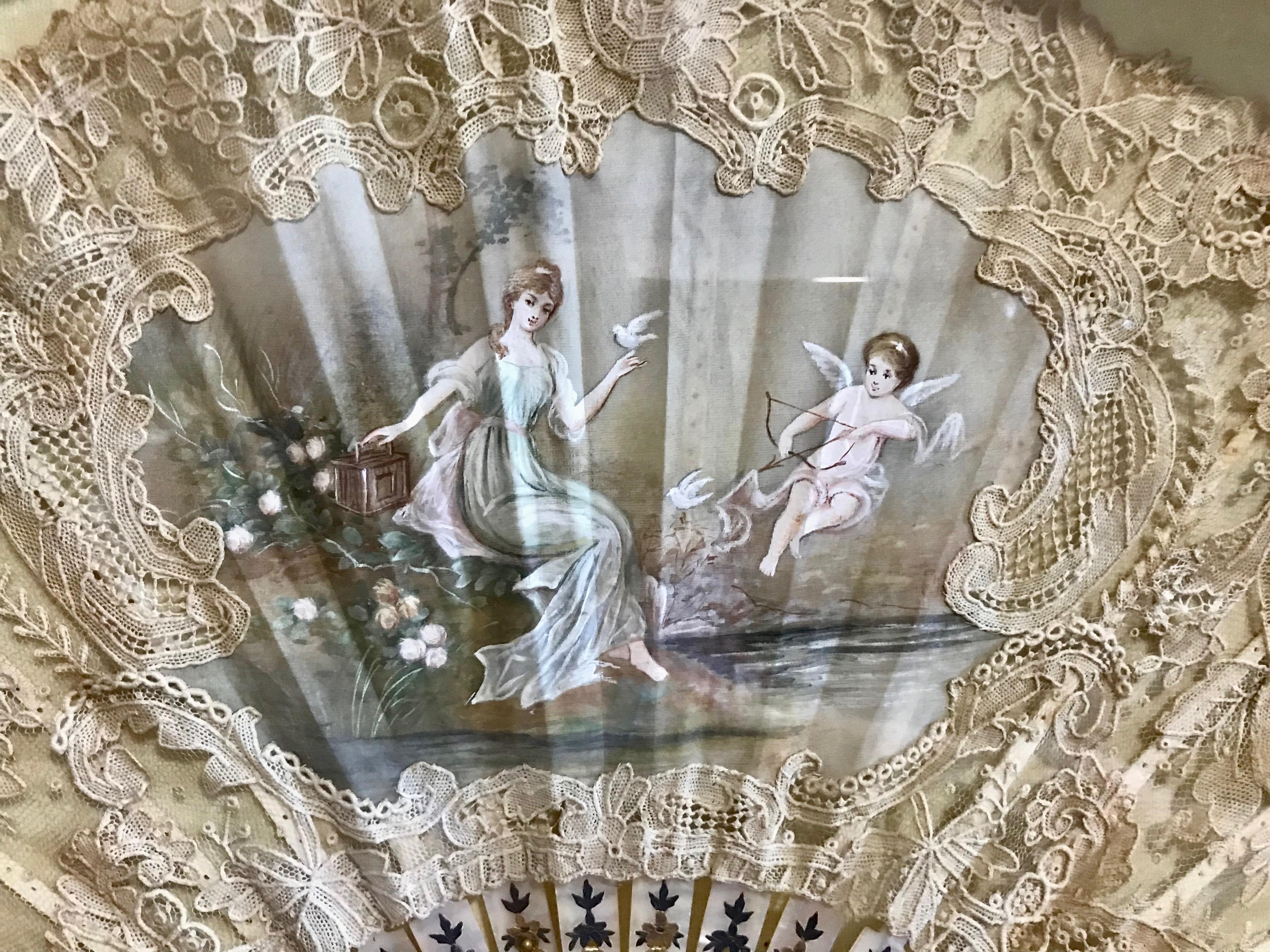 19TH Century Framed French Fan For Sale 2