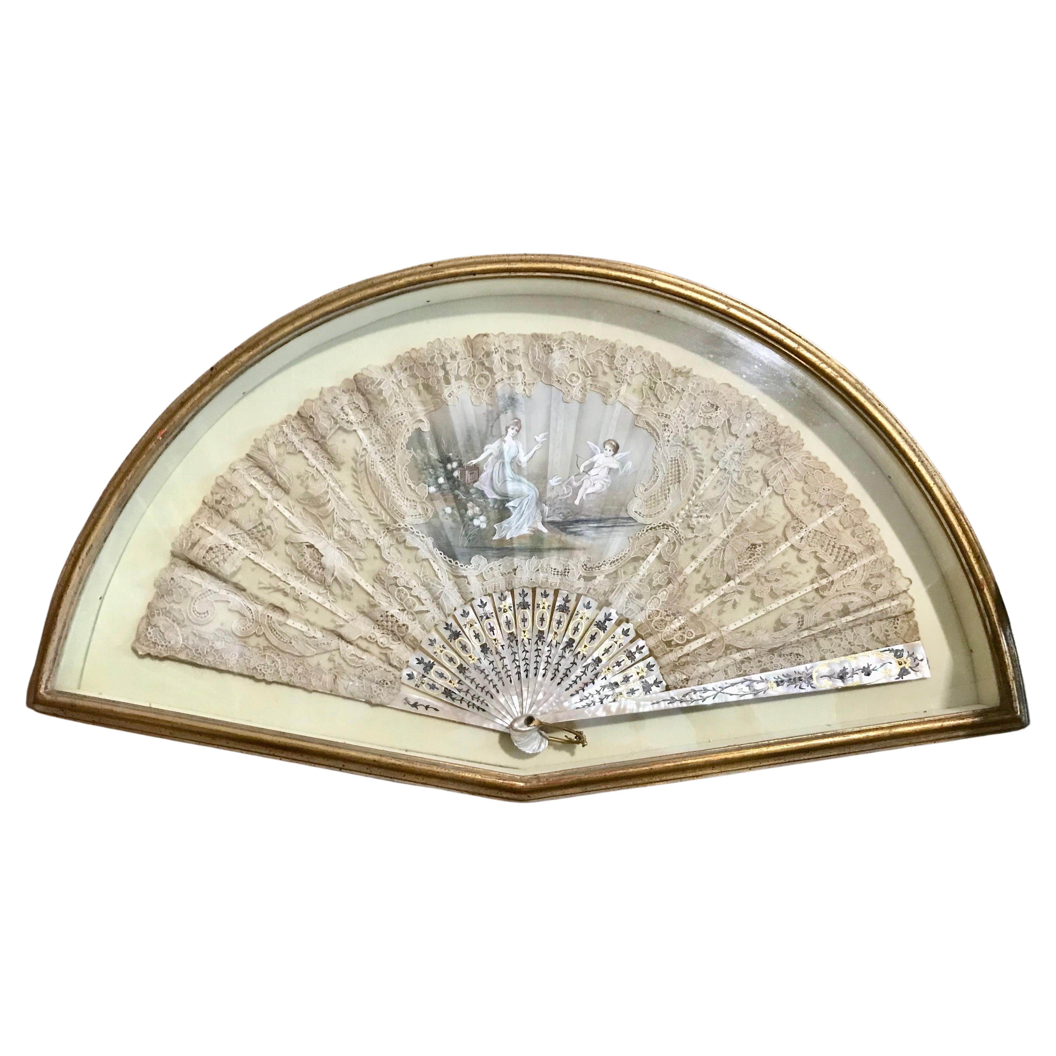 19TH Century Framed French Fan For Sale