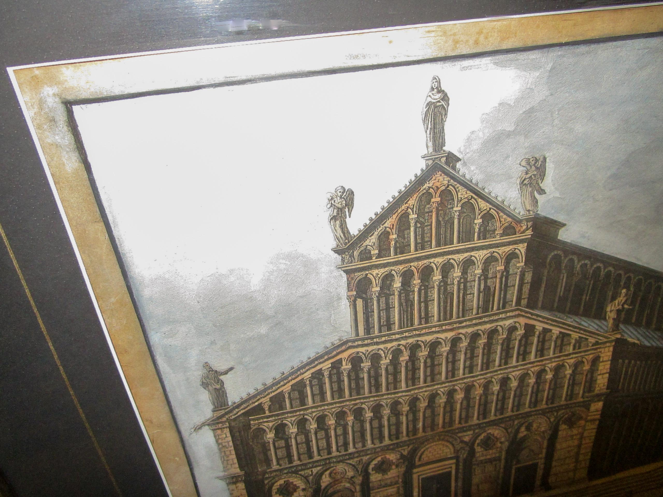 Impressions italiennes de Pisa encadrées du 19ème siècle par le graveur Antonio Verico en vente 7