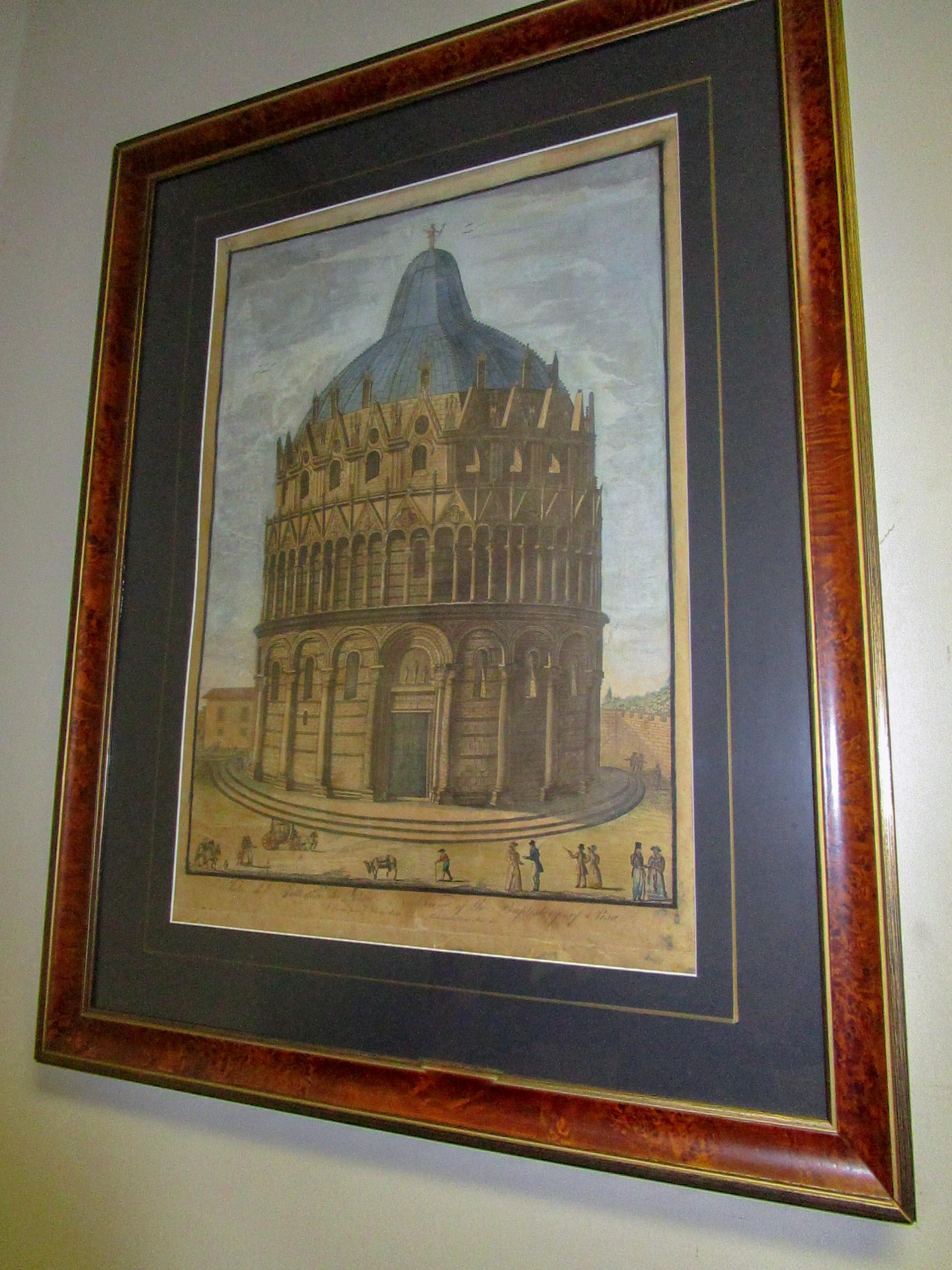 Classical Roman 19th Century Framed Italian Prints of Pisa by Engraver Antonio Verico For Sale