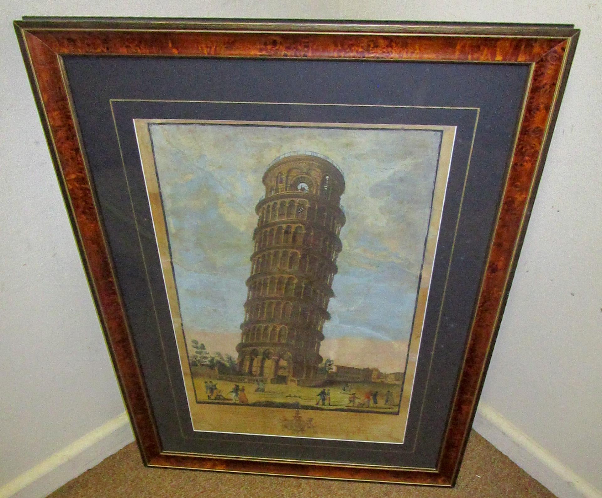 Buriné Impressions italiennes de Pisa encadrées du 19ème siècle par le graveur Antonio Verico en vente