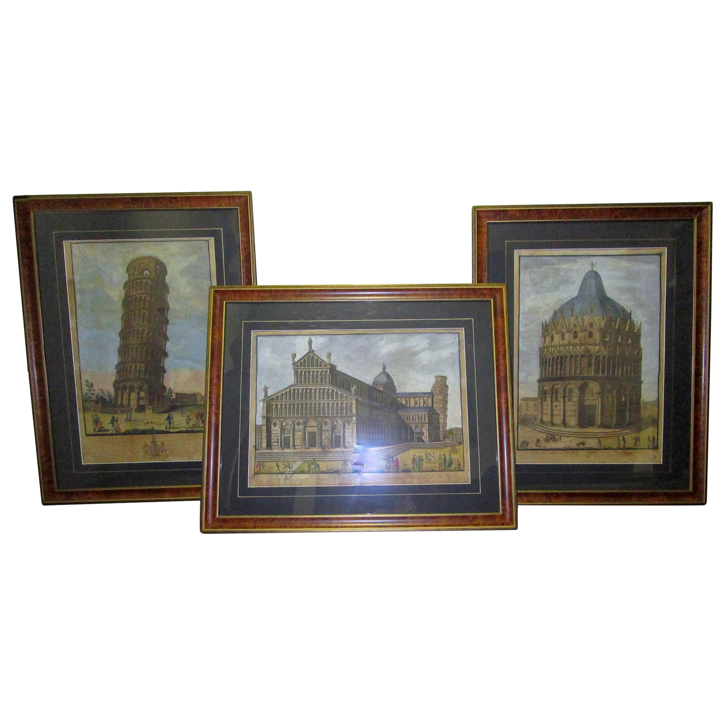 19th Century Framed Italian Prints of Pisa by Engraver Antonio Verico