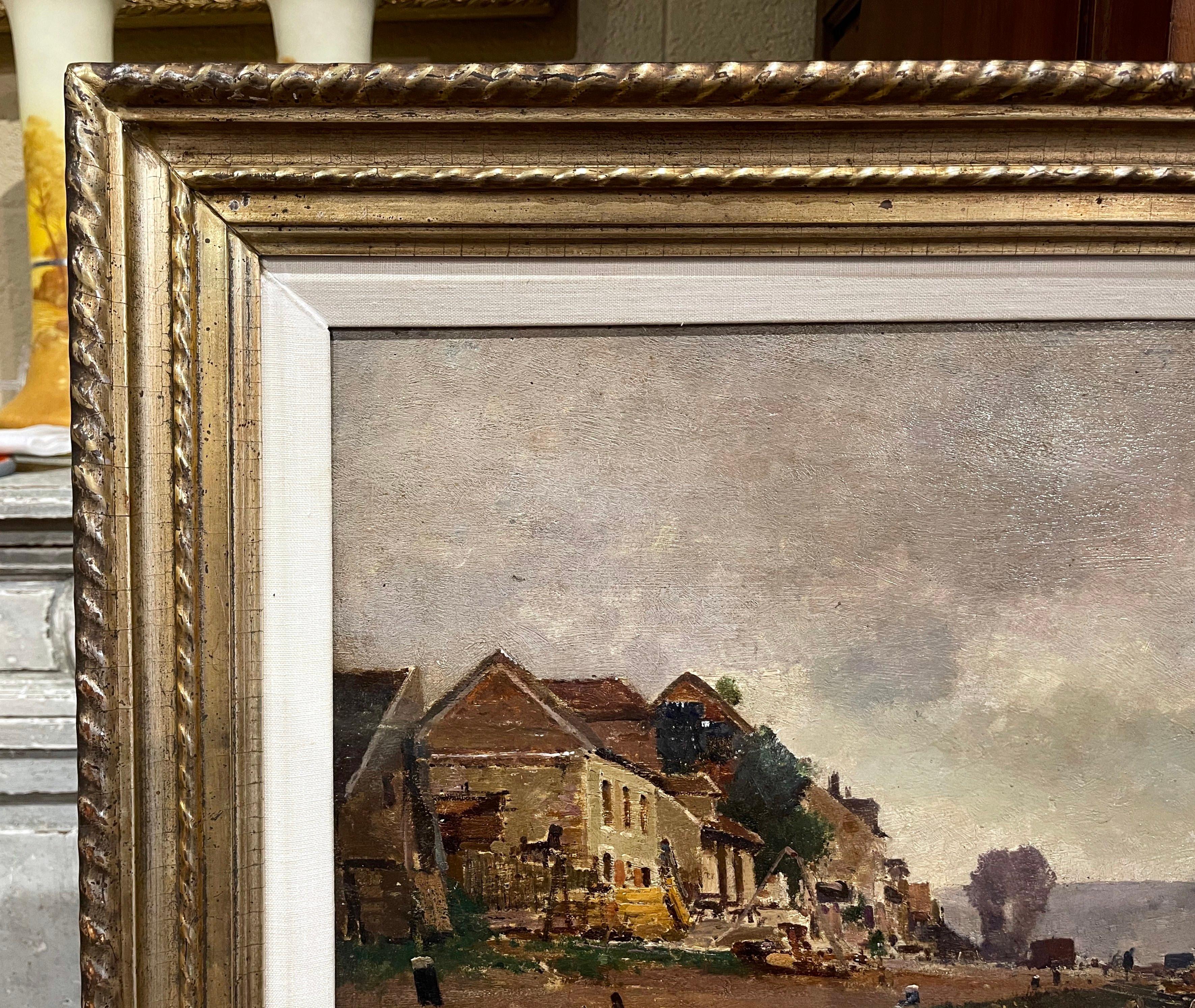 19th Century Framed Landscape Oil Painting on Board Signed E. Galien-Laloue For Sale 2