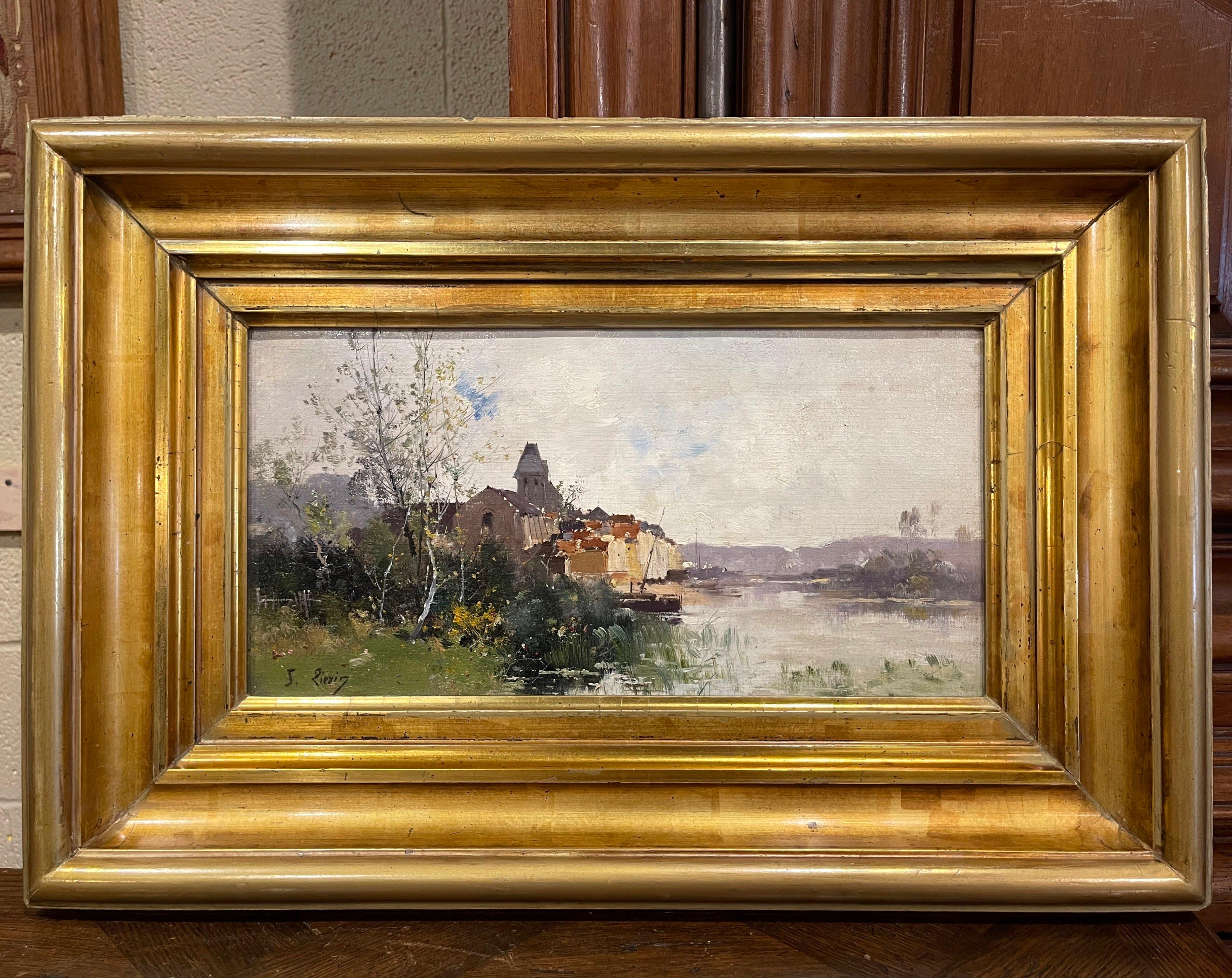19th Century Framed Landscape Oil Painting Signed J. Lievin for E. Galien-Laloue For Sale 1