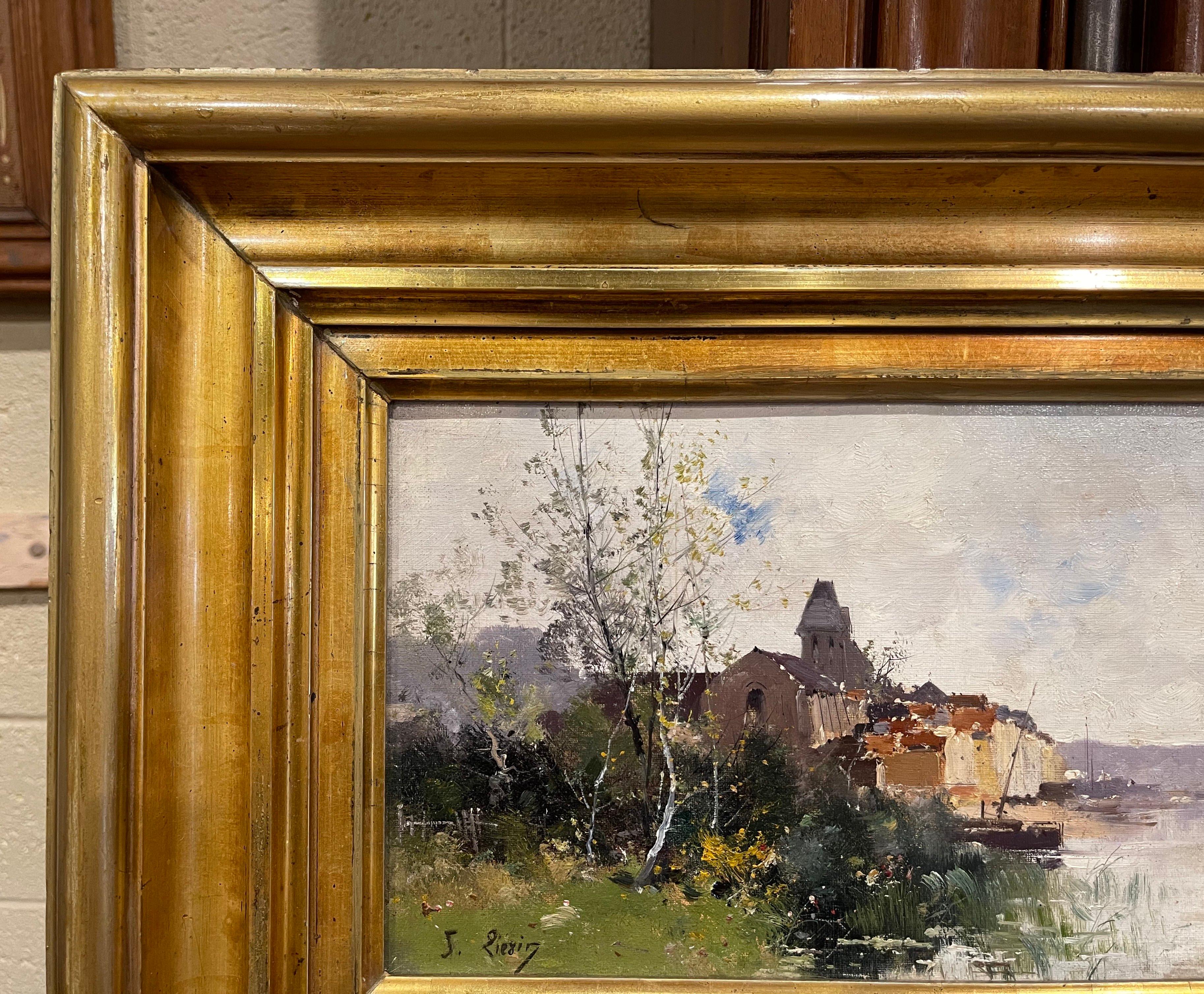 19th Century Framed Landscape Oil Painting Signed J. Lievin for E. Galien-Laloue For Sale 2