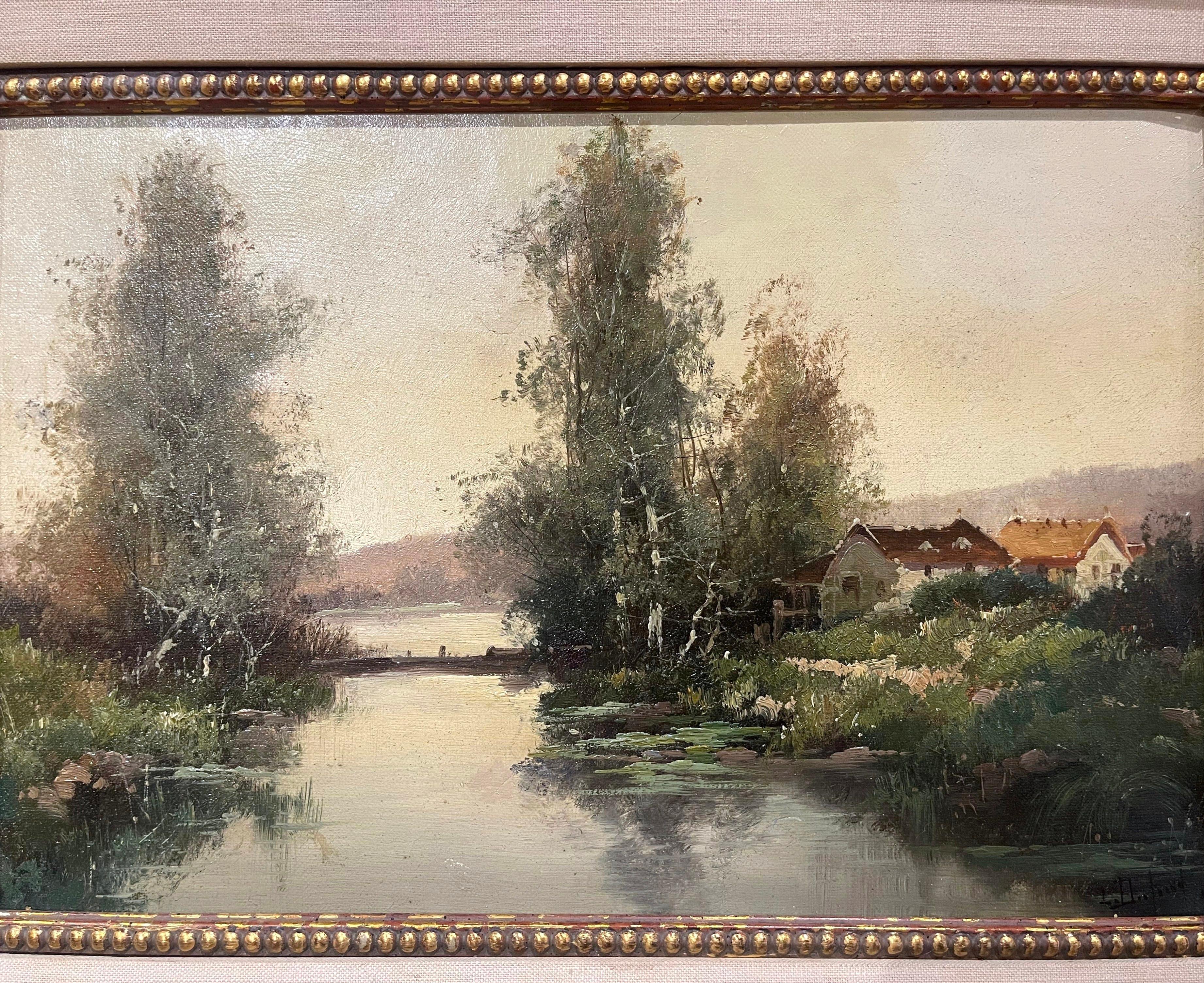 Français Peinture à l'huile du 19ème siècle encadrée représentant un paysage, signée L. Dupuy pour E. Galien-Laloue en vente