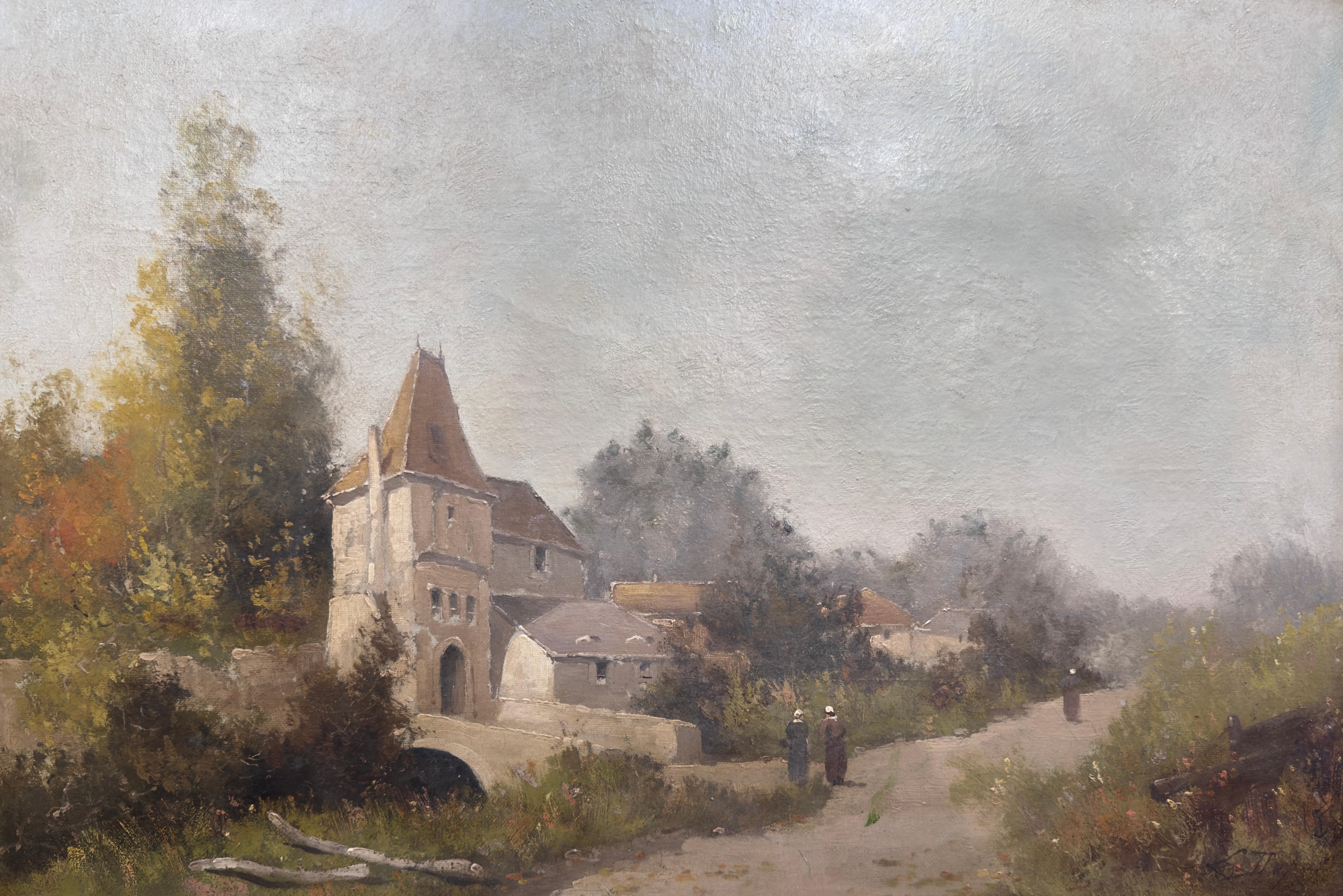 Gerahmte Landschaft, Ölgemälde des 19. Jahrhunderts, signiert von L. Dupuy für E. Galien-Laloue (Französisch) im Angebot