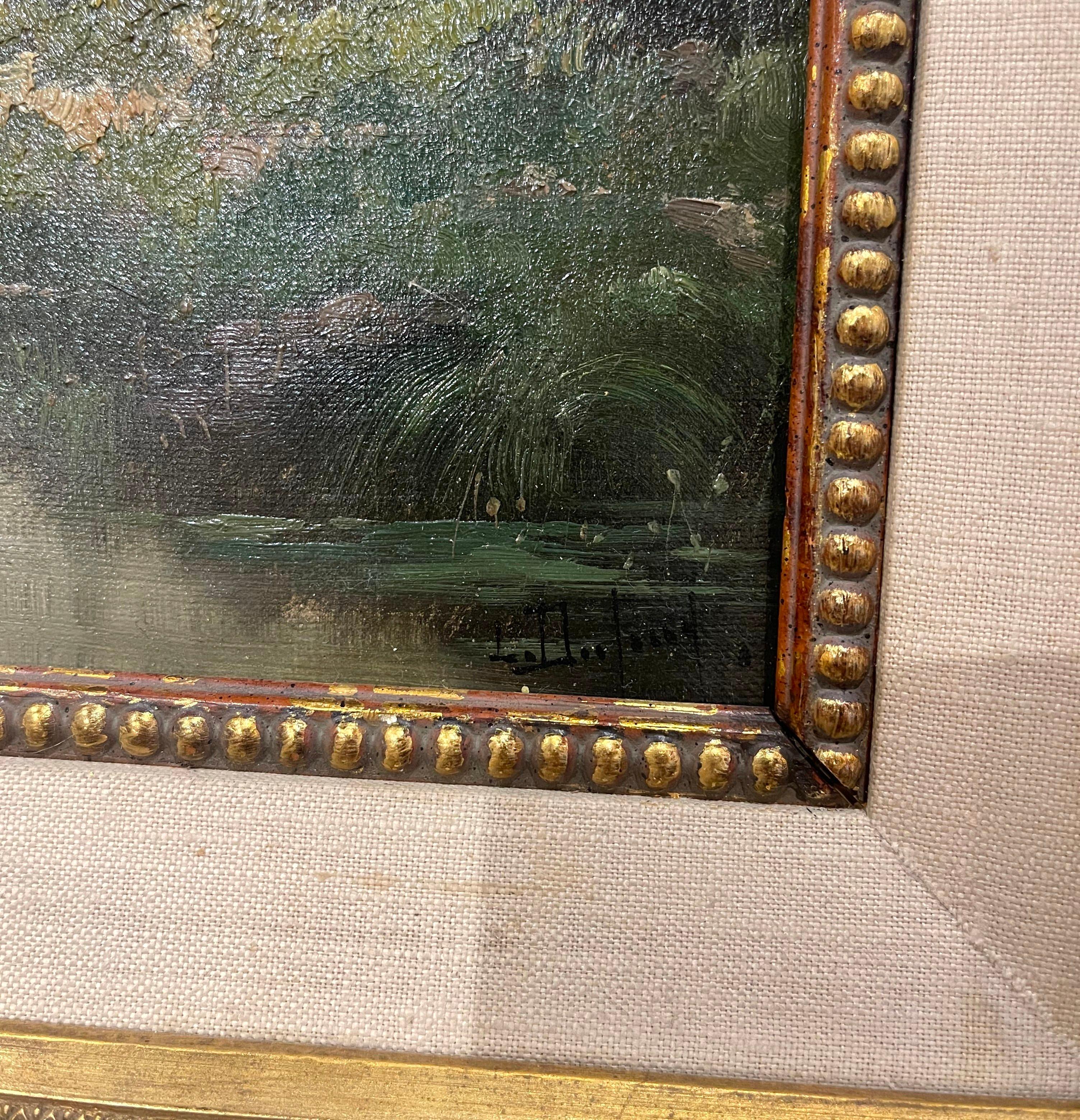 French 19th Century Framed Landscape Oil Painting Signed L. Dupuy for E. Galien-Laloue For Sale