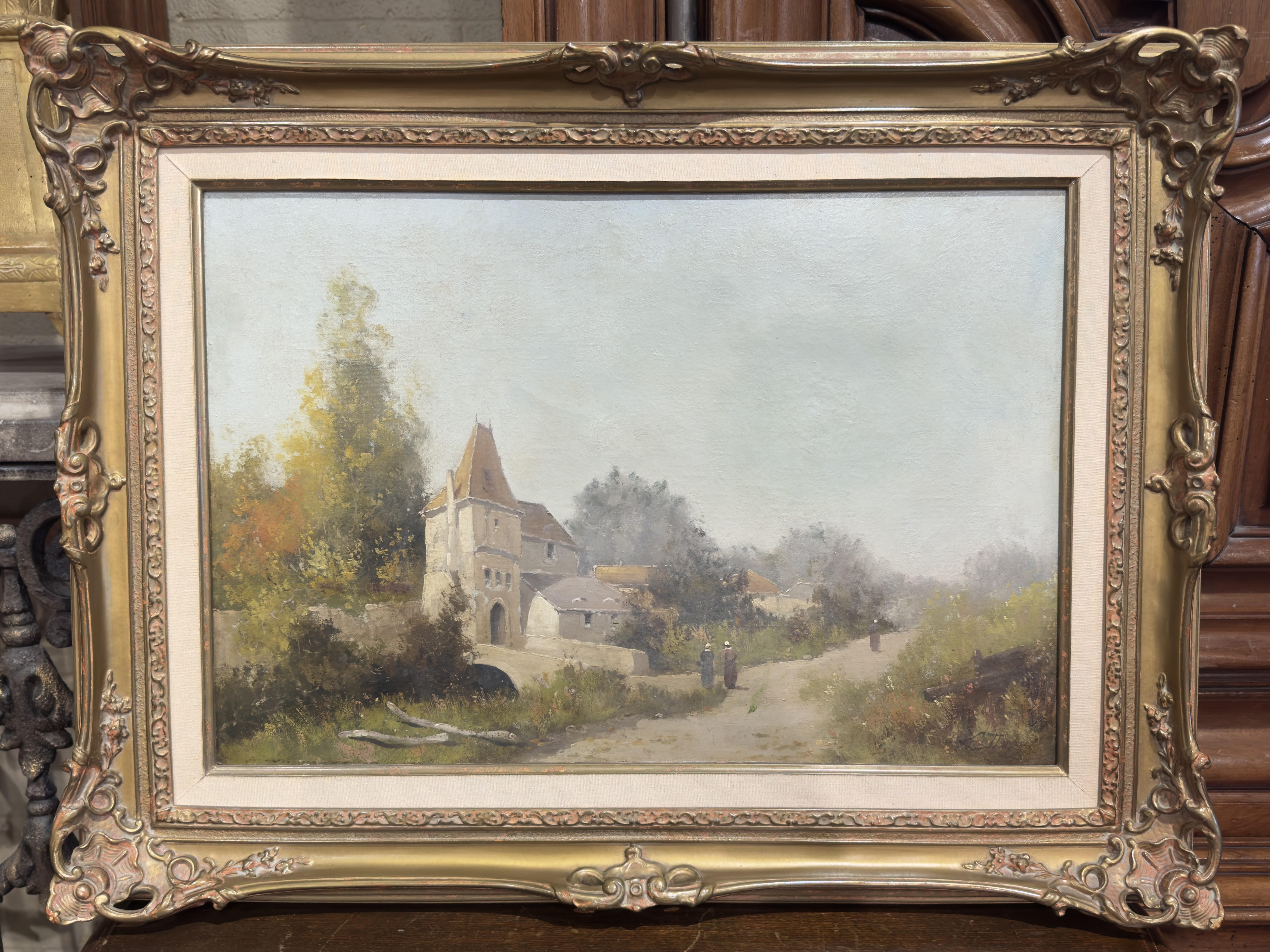 Gerahmte Landschaft, Ölgemälde des 19. Jahrhunderts, signiert von L. Dupuy für E. Galien-Laloue im Zustand „Hervorragend“ im Angebot in Dallas, TX
